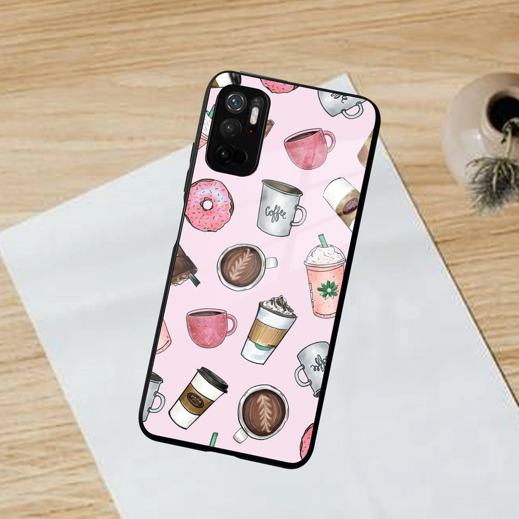Cute Coffee Snacks Glass Case Cover For Poco - ShopOnCliQ