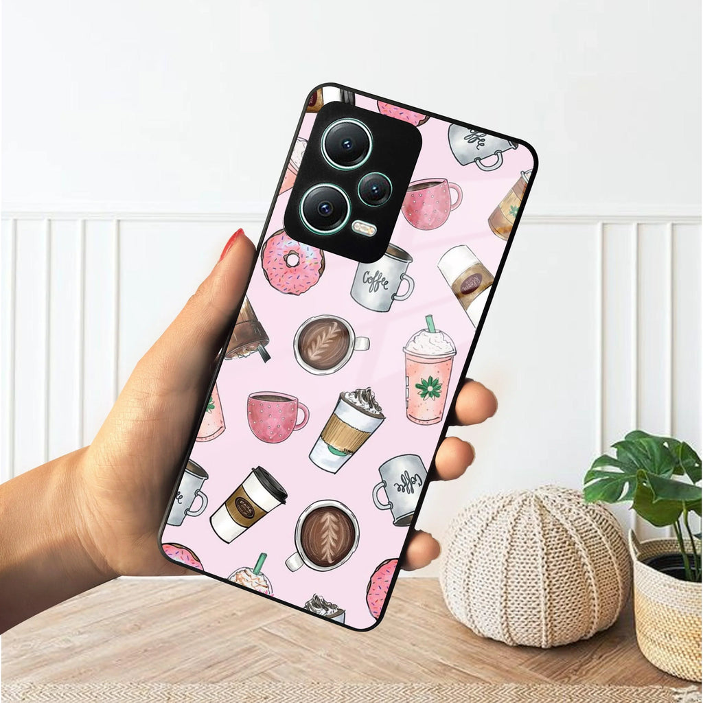 Cute Coffee Snacks Glass Case Cover For Poco - ShopOnCliQ