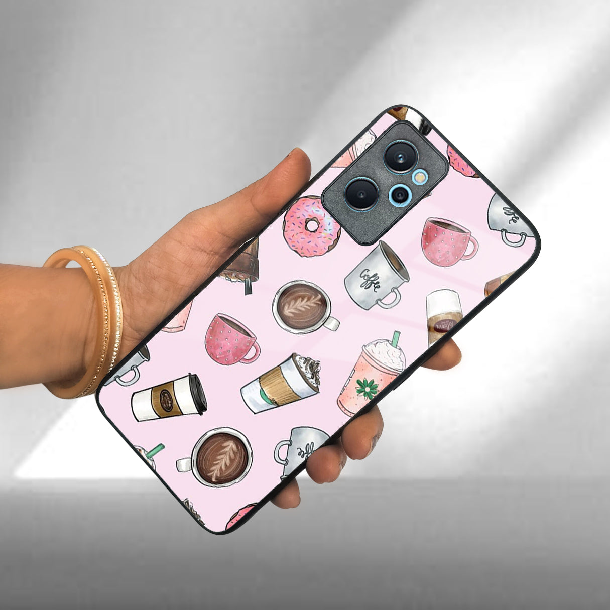 Cute Coffee Snacks Glass Case Cover For Realme/Narzo ShopOnCliQ