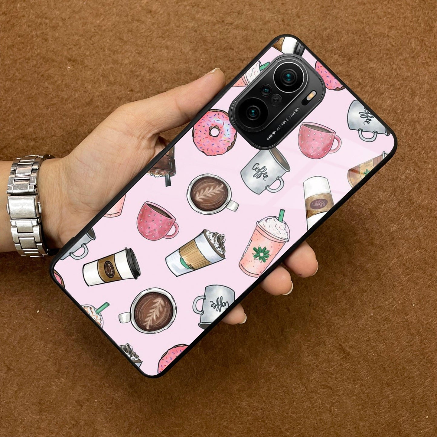 Cute Coffee Snacks Glass Case Cover For Redmi/Xiaomi