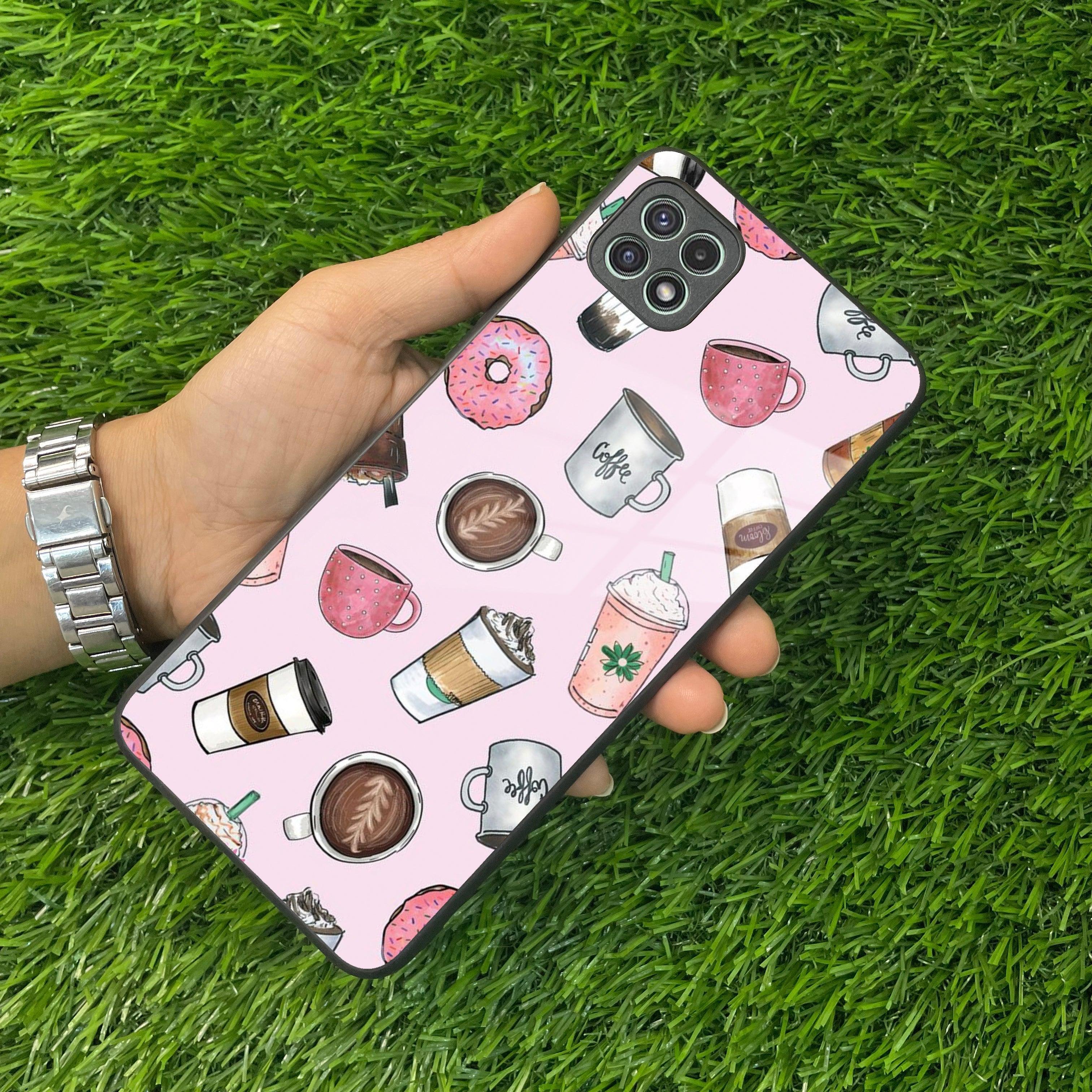 Cute Coffee Snacks Glass Case Cover For Samsung - ShopOnCliQ