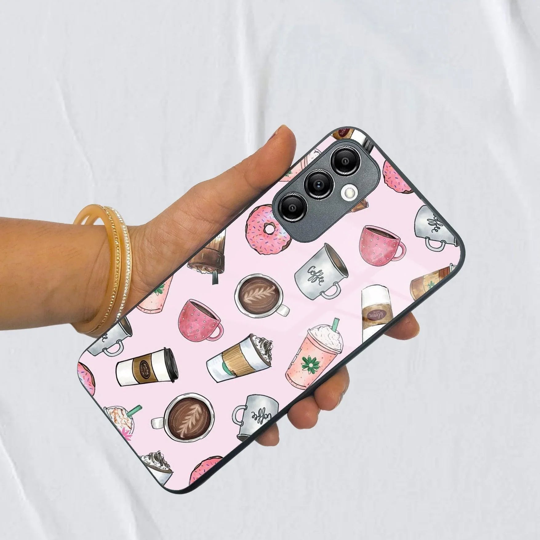 Cute Coffee Snacks Glass Case Cover For Samsung - ShopOnCliQ