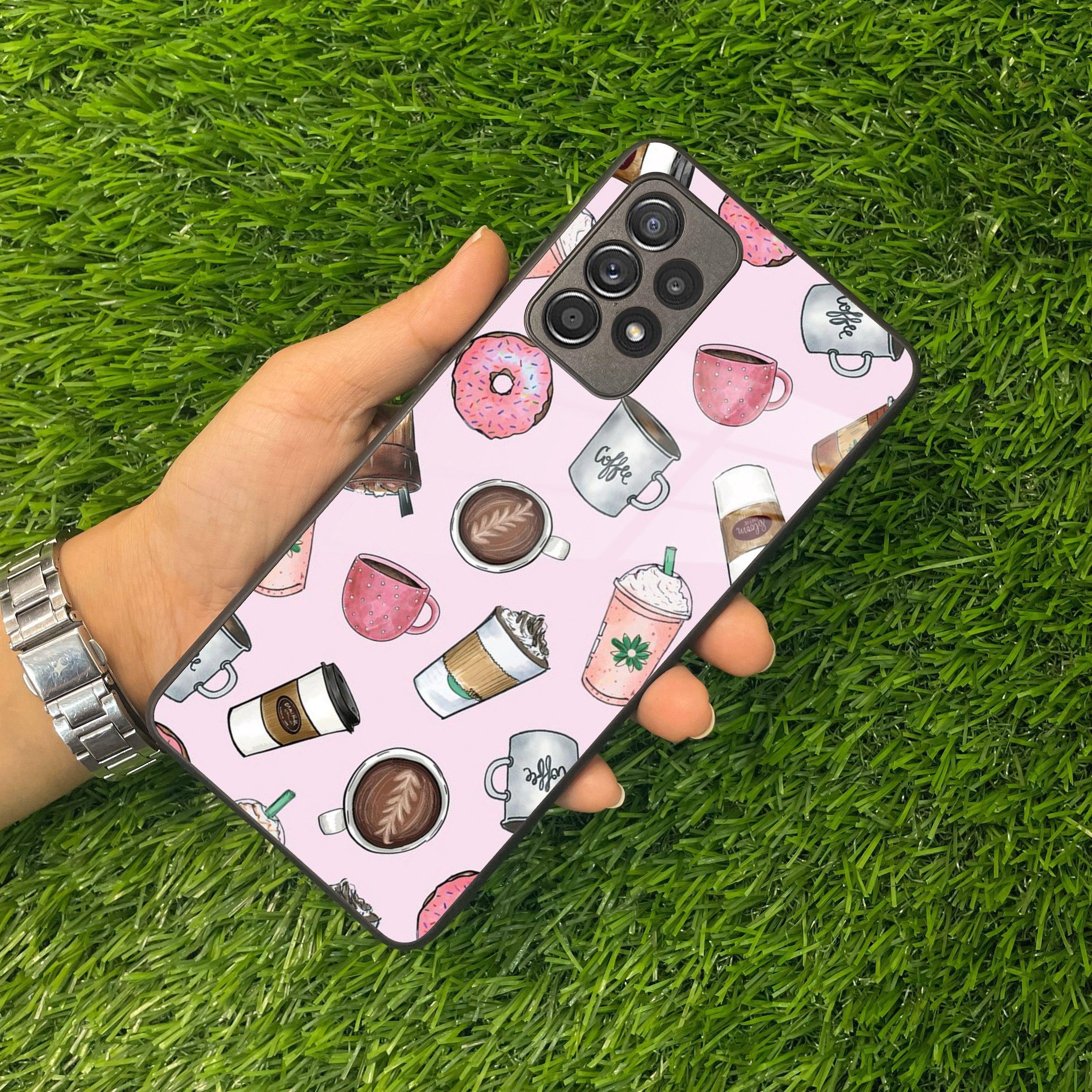 Cute Coffee Snacks Glass Case Cover For Samsung - ShopOnCliQ