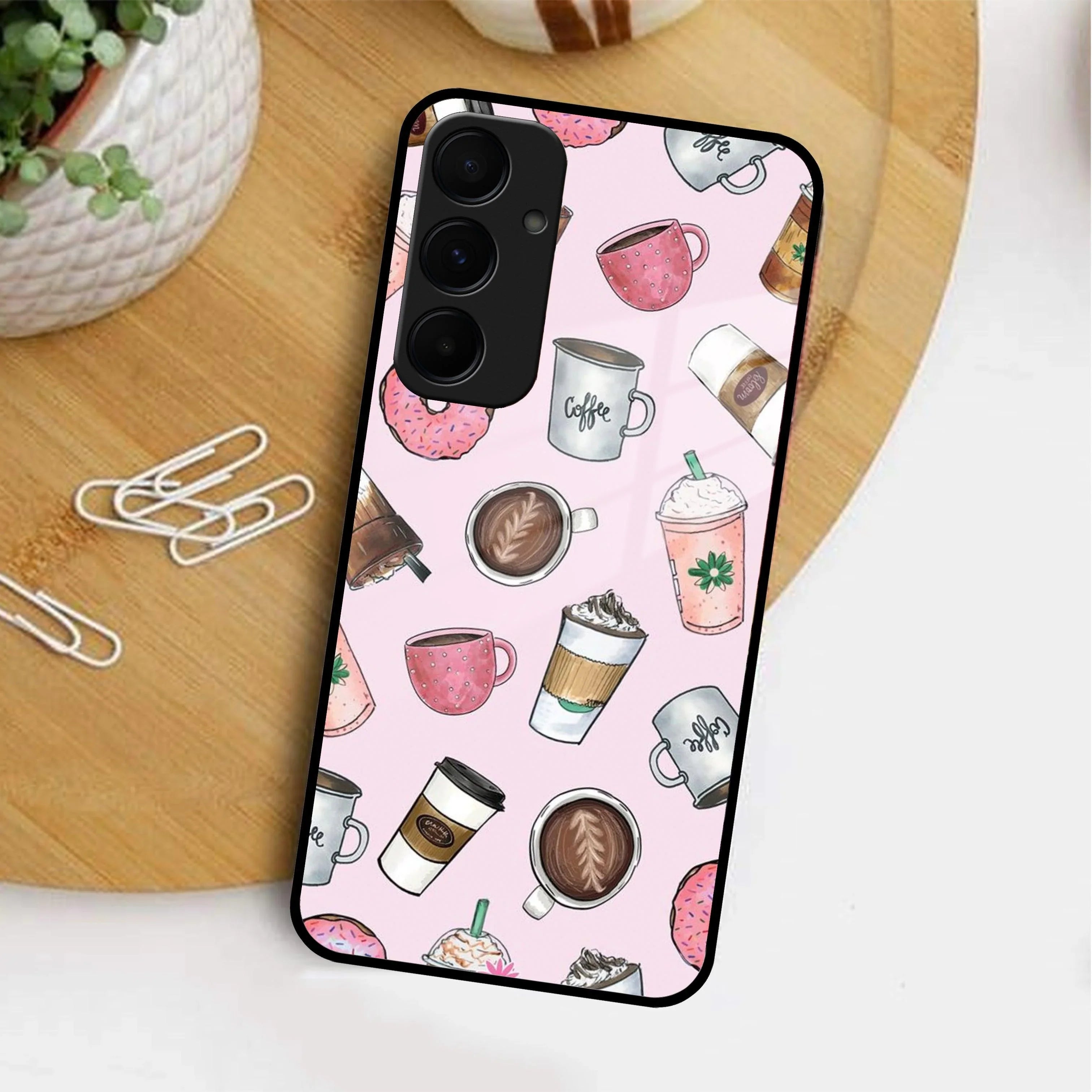 Cute Coffee Snacks Glass Case Cover For Samsung - ShopOnCliQ