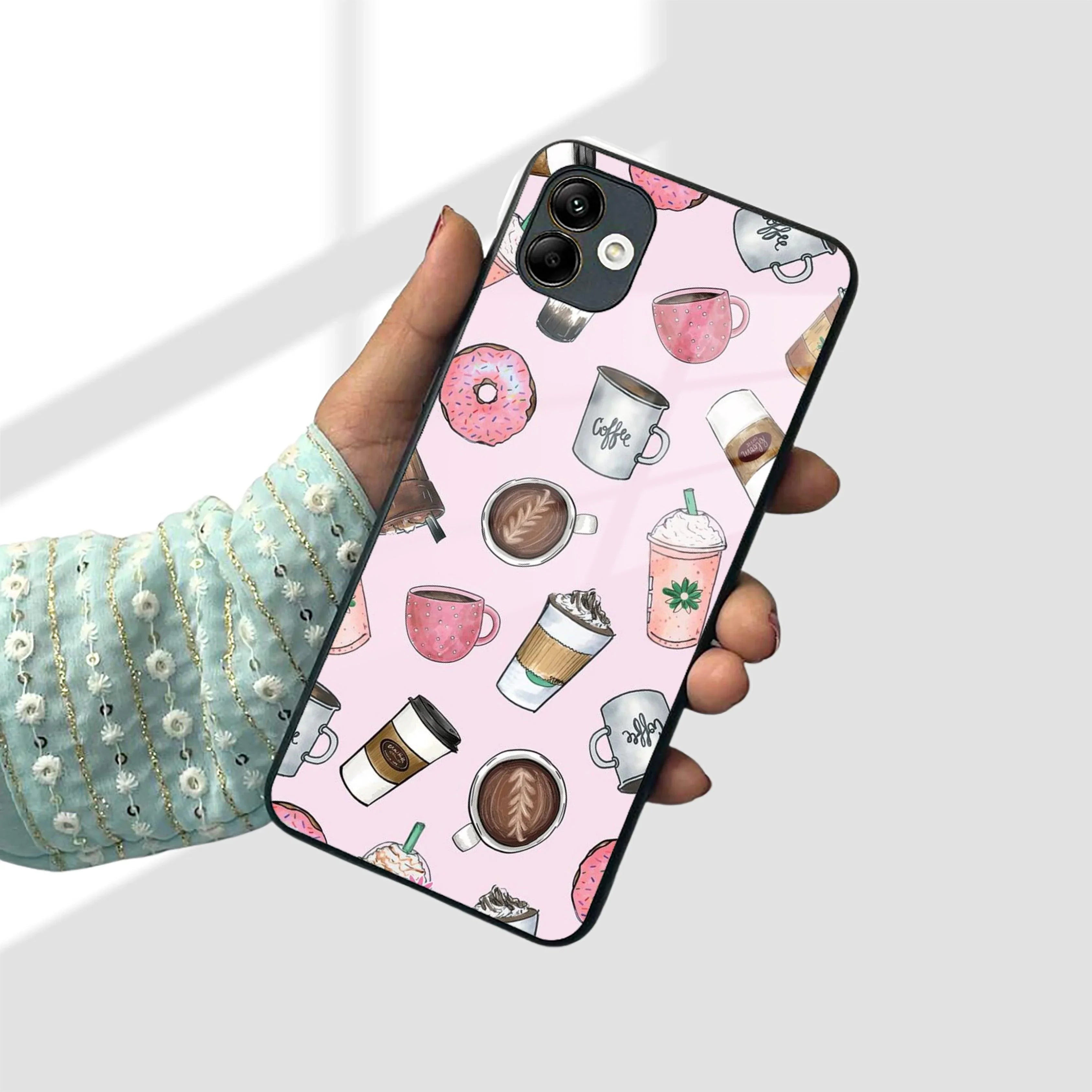 Cute Coffee Snacks Glass Case Cover For Samsung - ShopOnCliQ