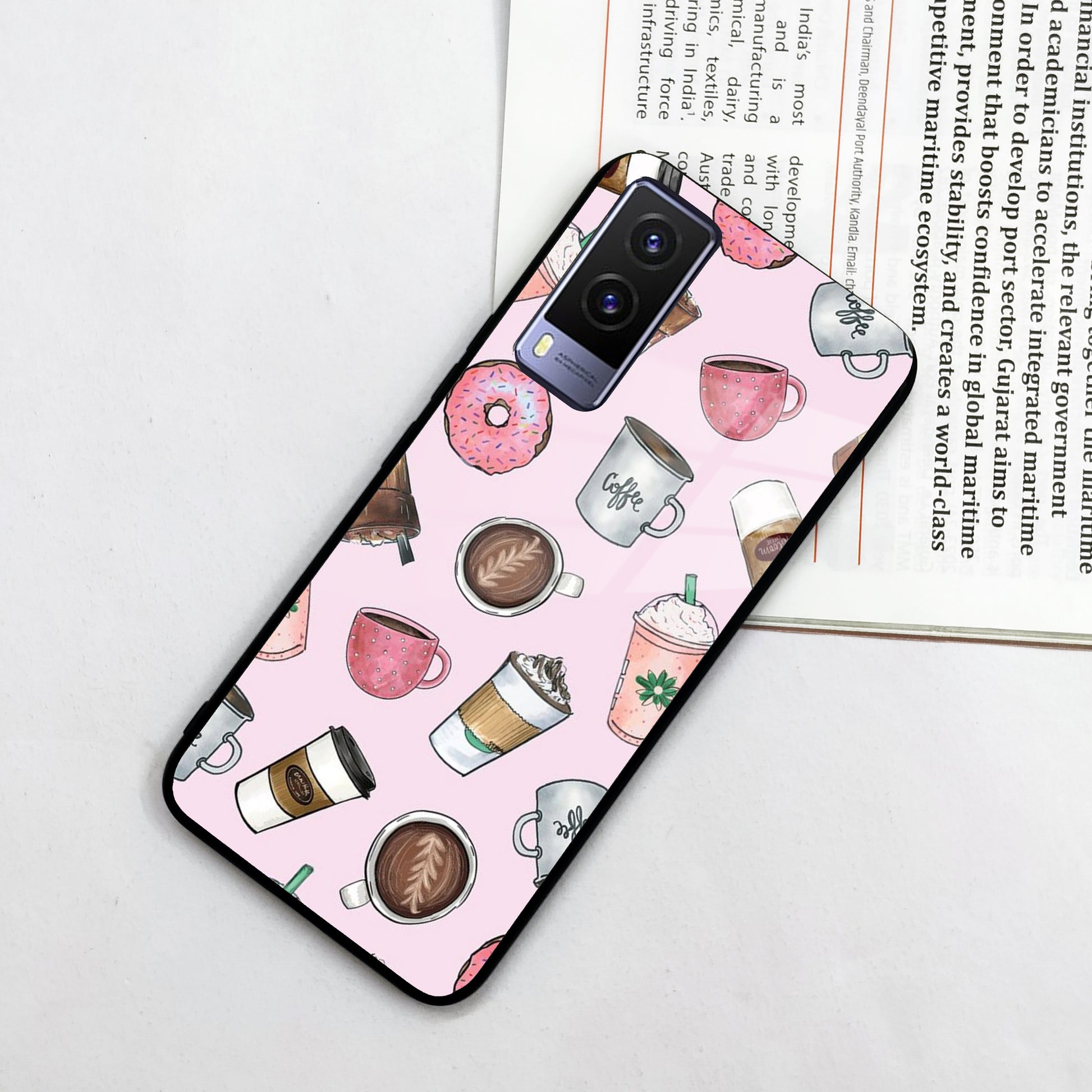 Cute Coffee Snacks Glass Case Cover For Vivo ShopOnCliQ