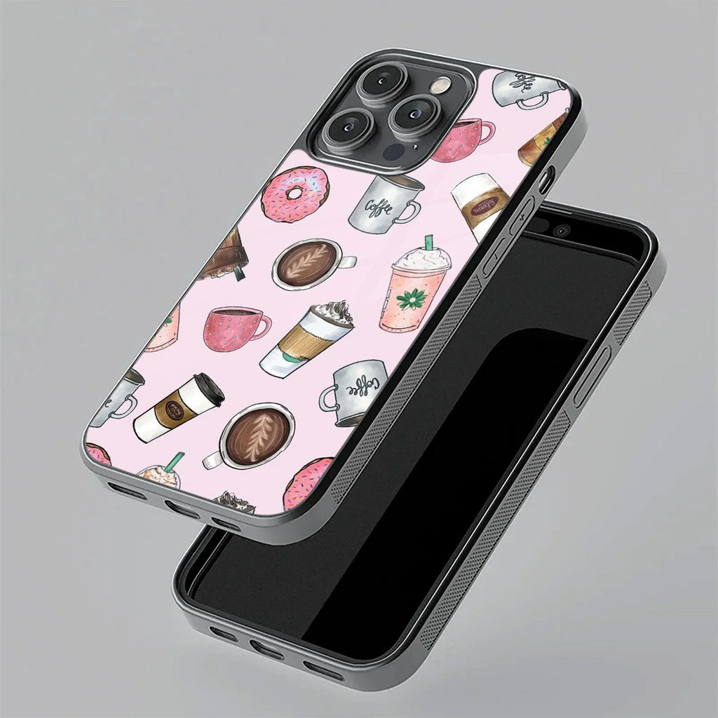 Cute Coffee Snacks Glass Case Cover For Oppo - ShopOnCliQ