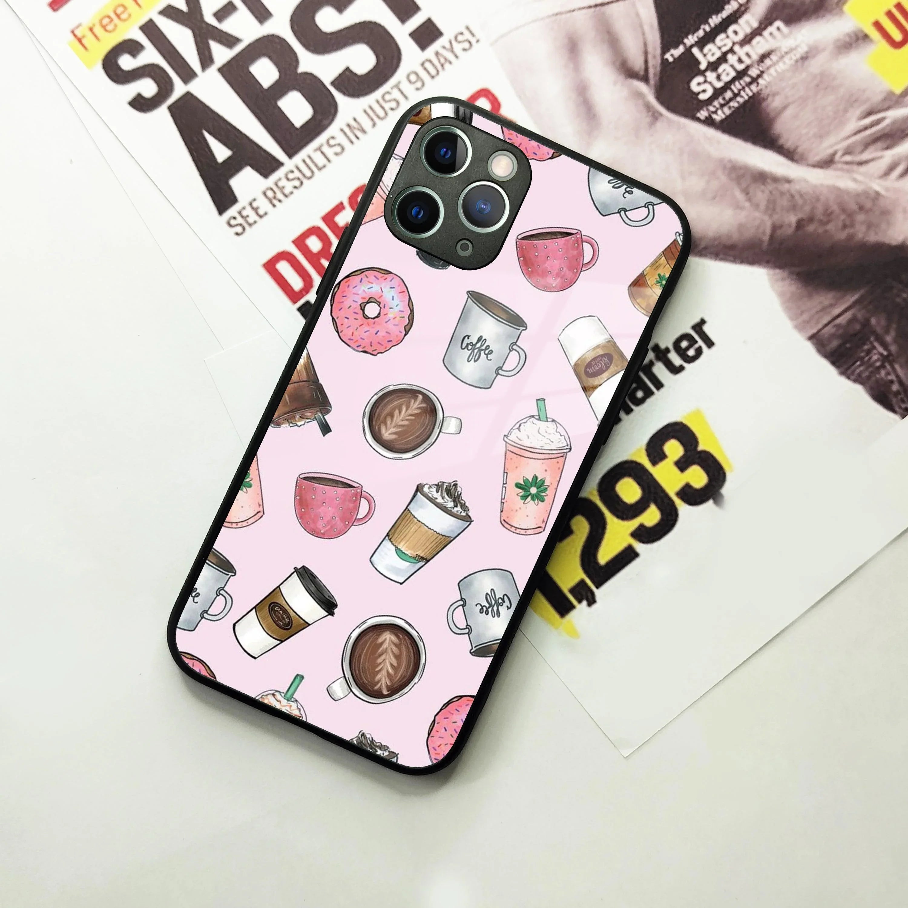 Cute Coffee Snacks Glass Case Cover For iPhone - ShopOnCliQ