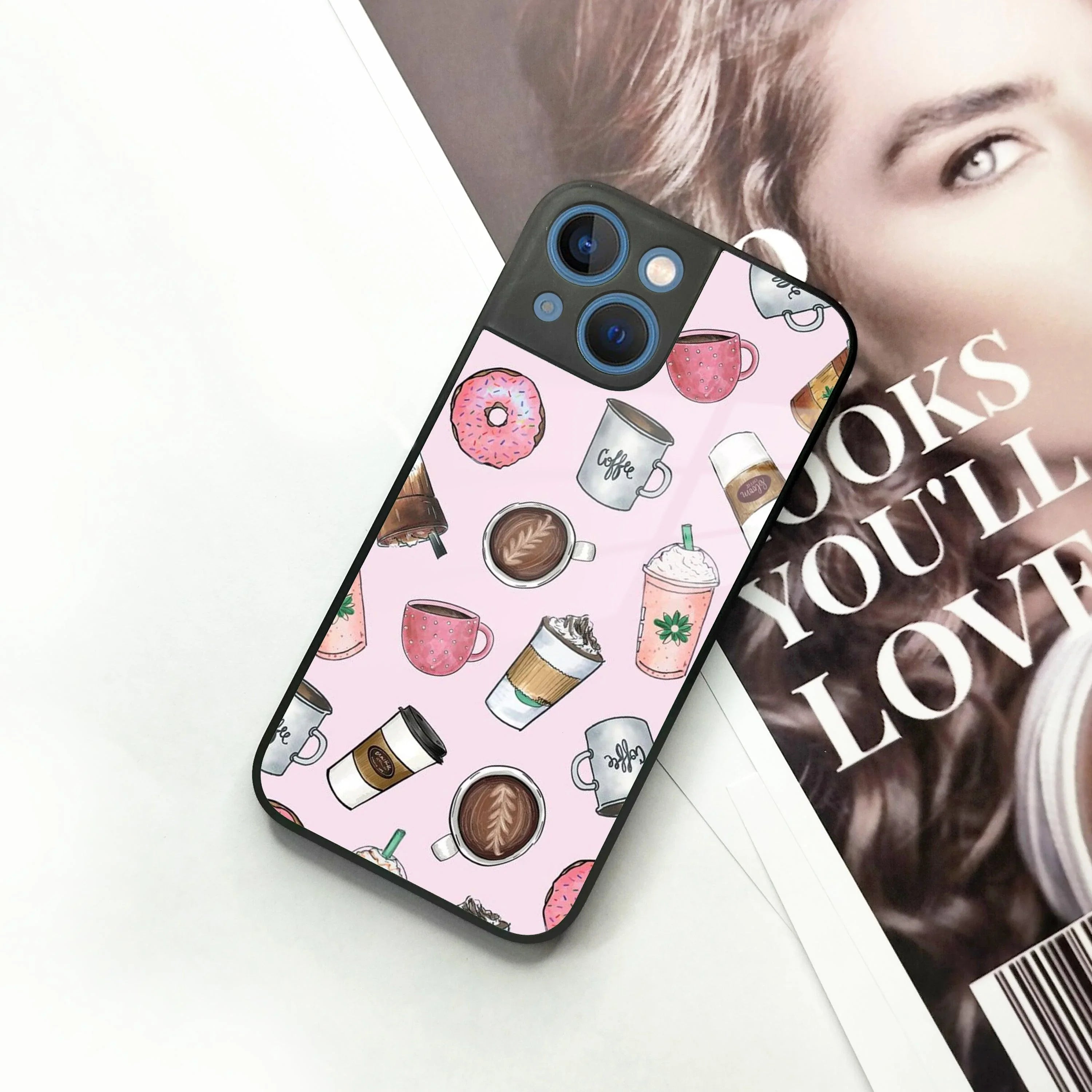 Cute Coffee Snacks Glass Case Cover For iPhone - ShopOnCliQ