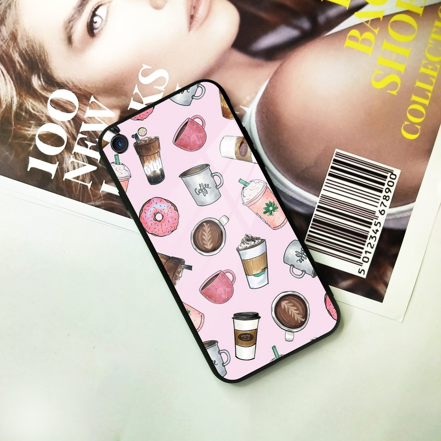 Cute Coffee Snacks Glass Case Cover For iPhone ShopOnCliQ