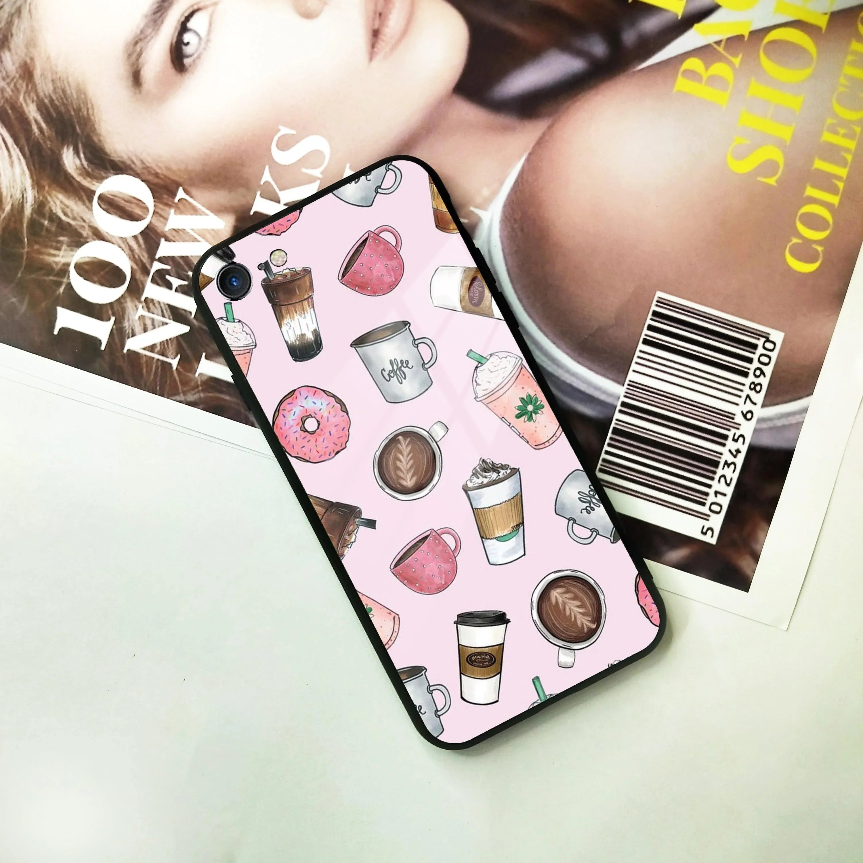 Cute Coffee Snacks Glass Case Cover For iPhone - ShopOnCliQ