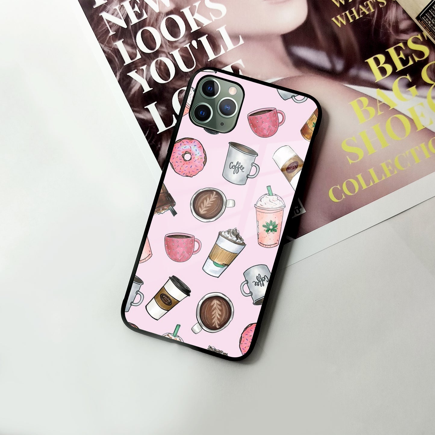 Cute Coffee Snacks Glass Case Cover For iPhone ShopOnCliQ