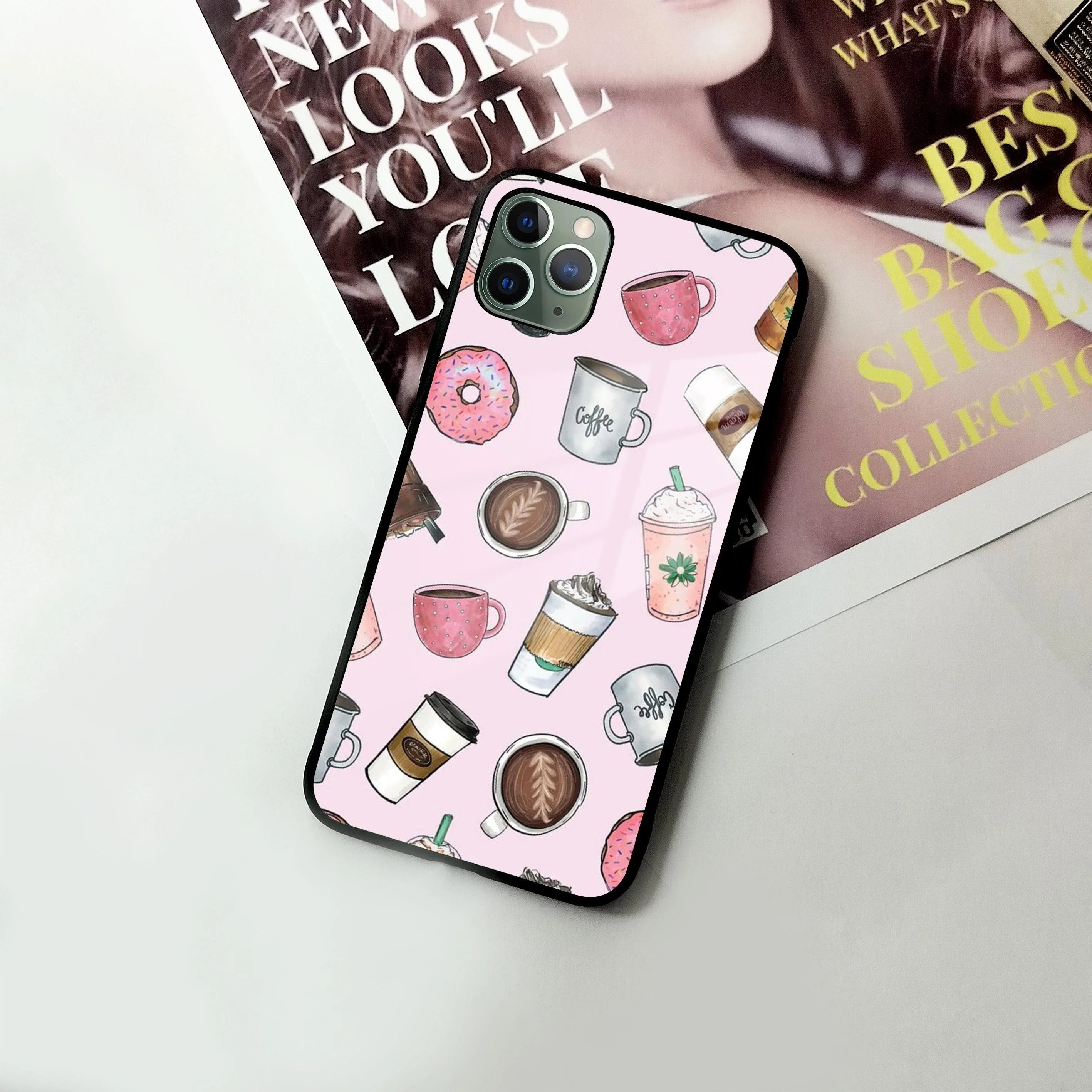 Cute Coffee Snacks Glass Case Cover For iPhone - ShopOnCliQ