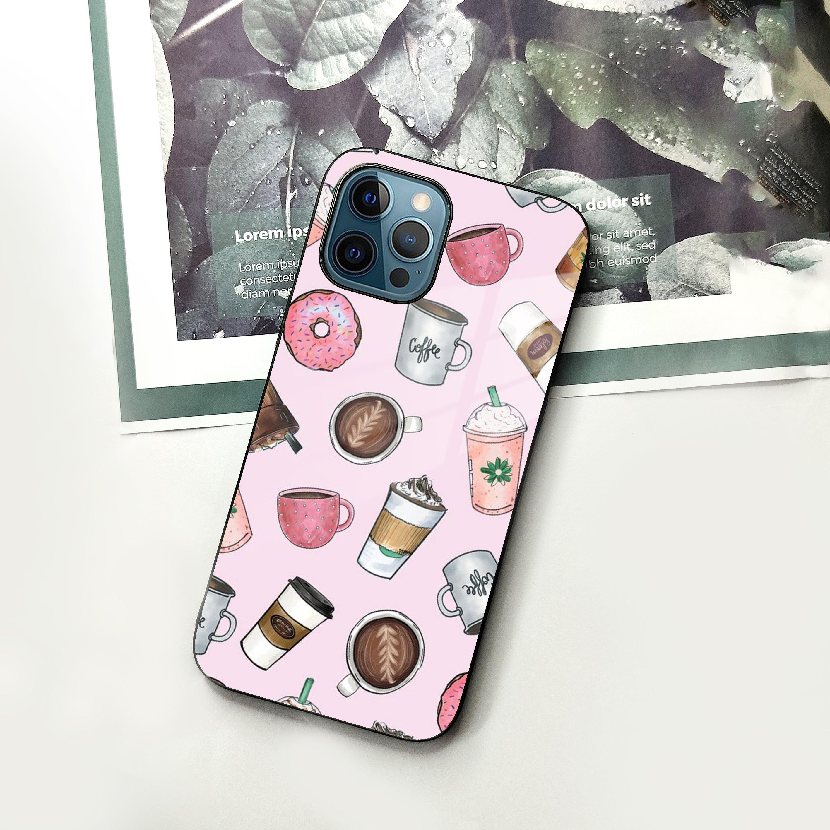 Cute Coffee Snacks Glass Case Cover For iPhone - ShopOnCliQ