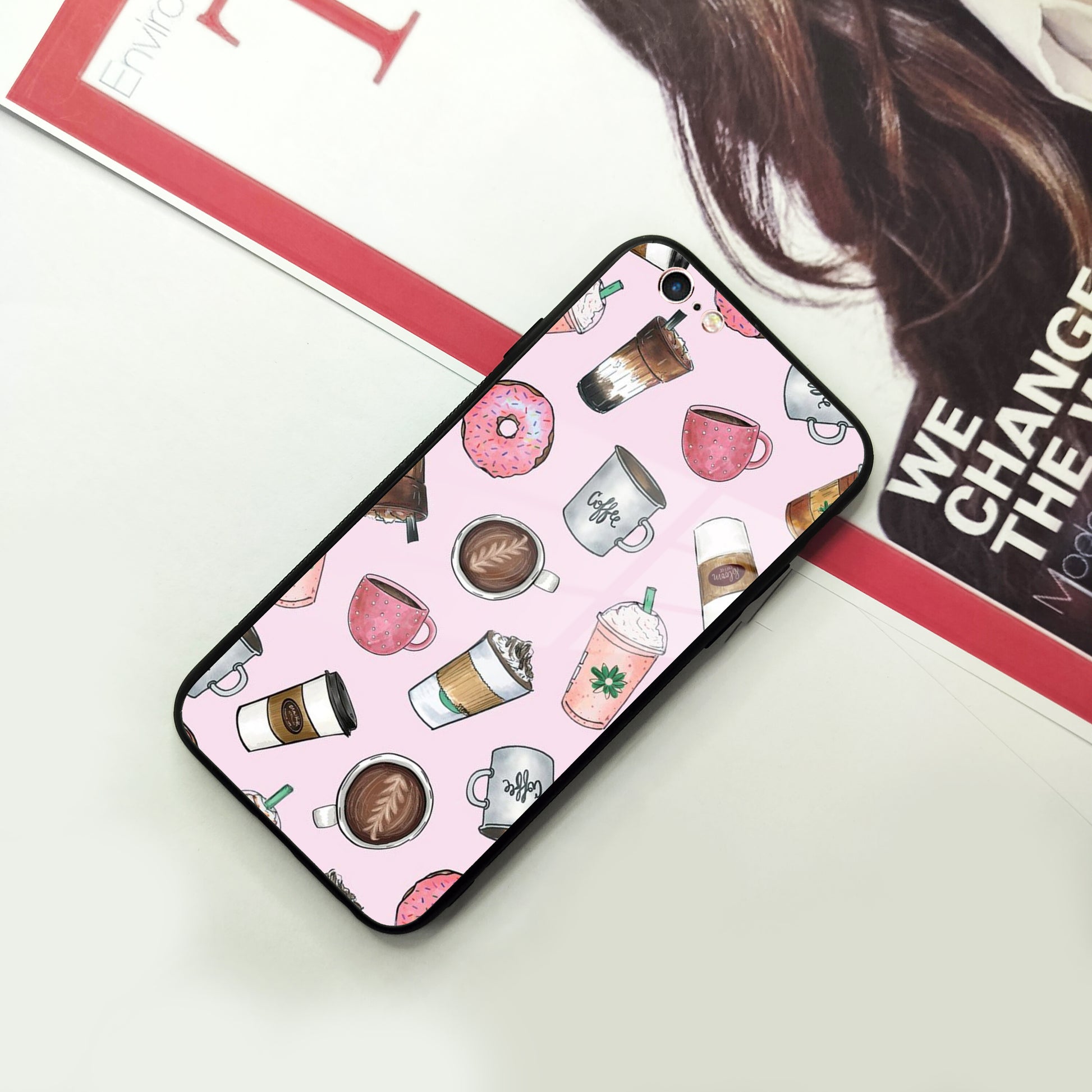 Cute Coffee Snacks Glass Case Cover For iPhone ShopOnCliQ