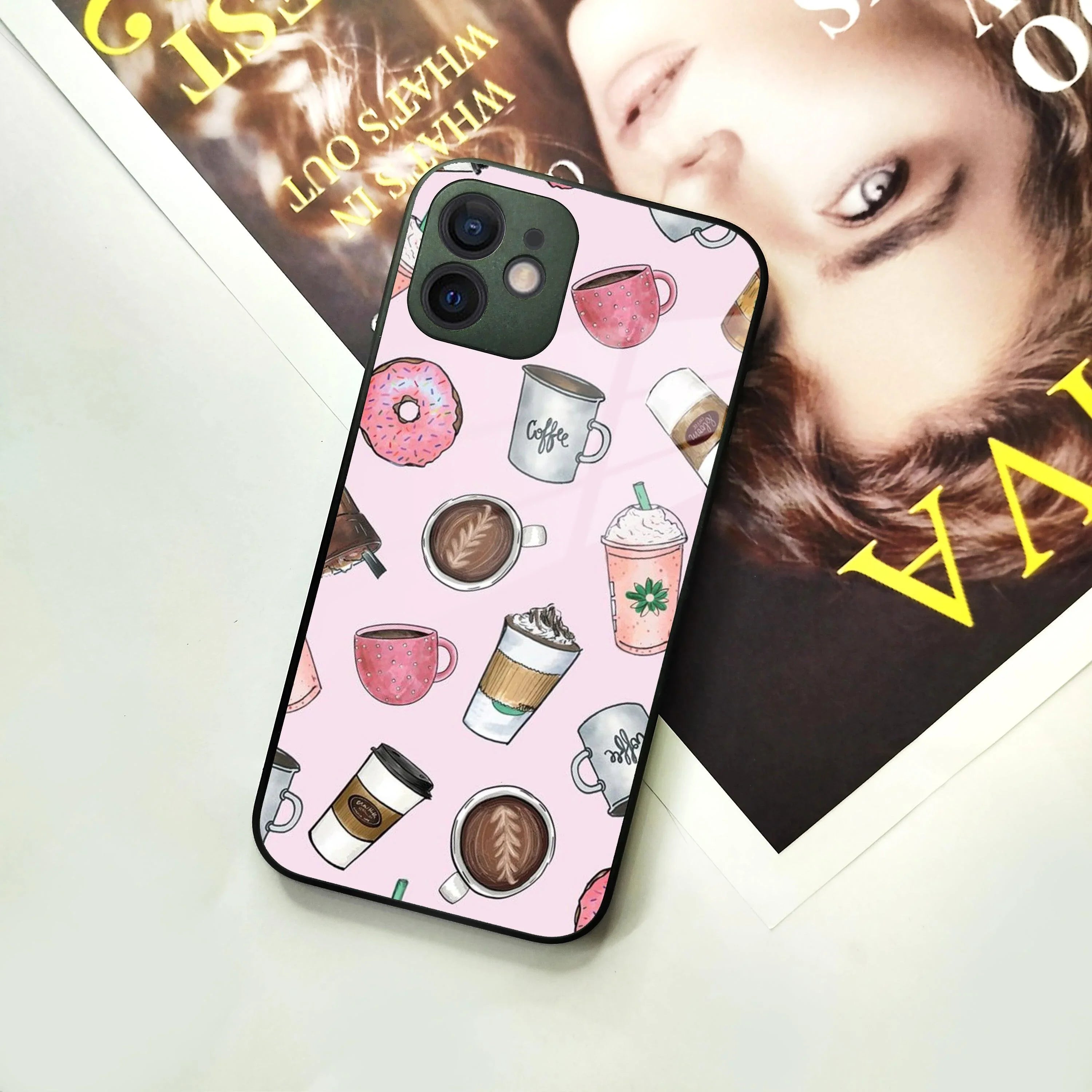 Cute Coffee Snacks Glass Case Cover For iPhone - ShopOnCliQ