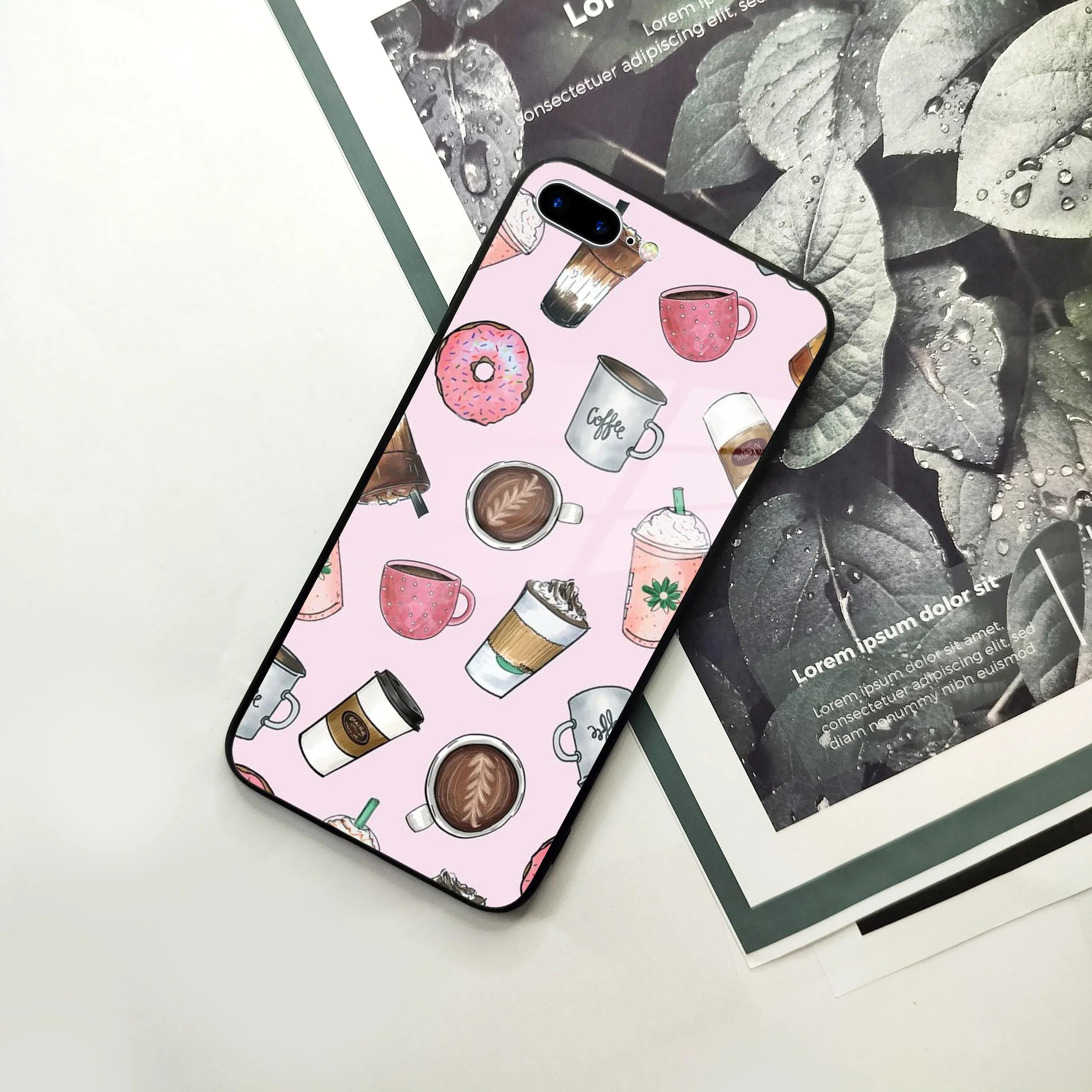 Cute Coffee Snacks Glass Case Cover For iPhone - ShopOnCliQ