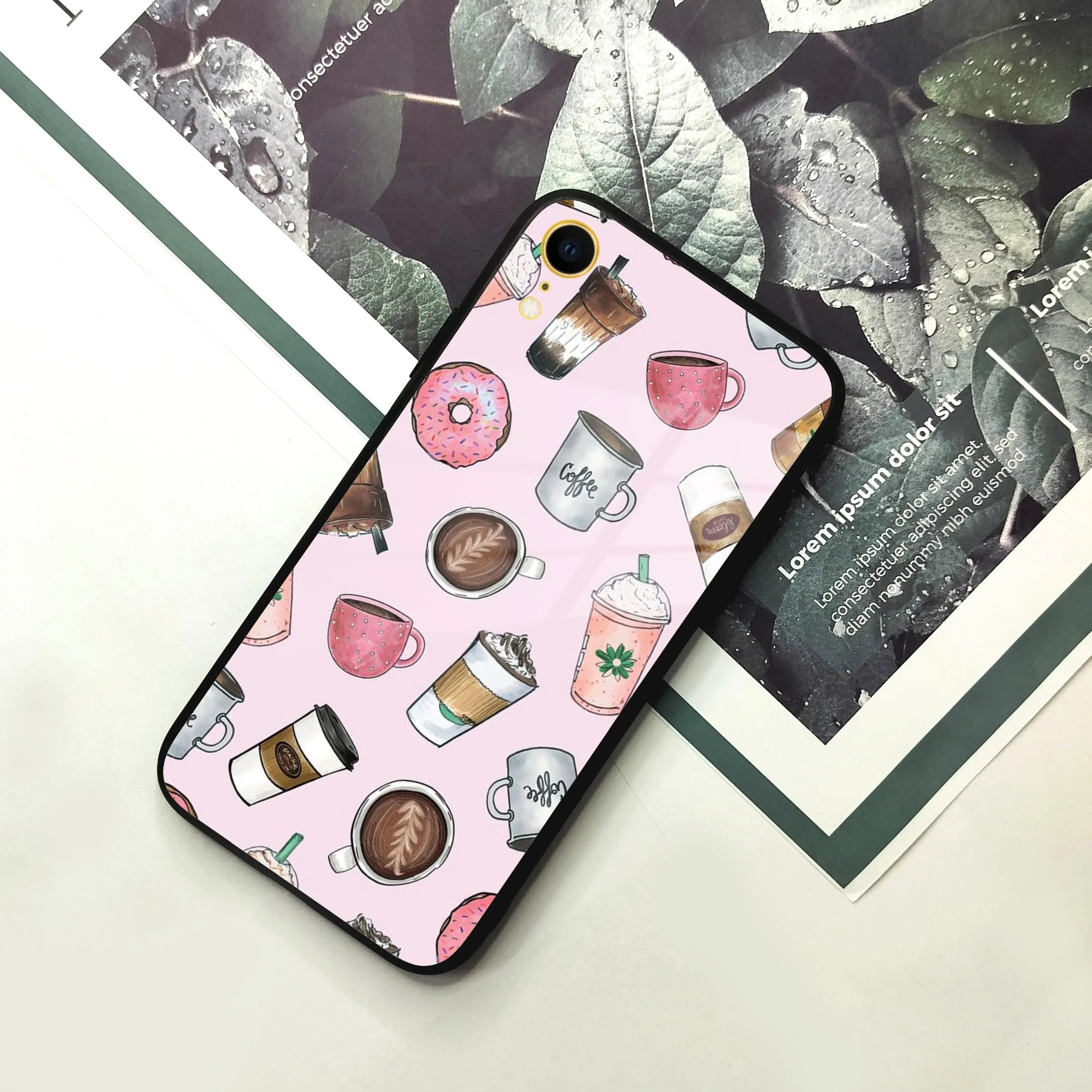 Cute Coffee Snacks Glass Case Cover For iPhone - ShopOnCliQ