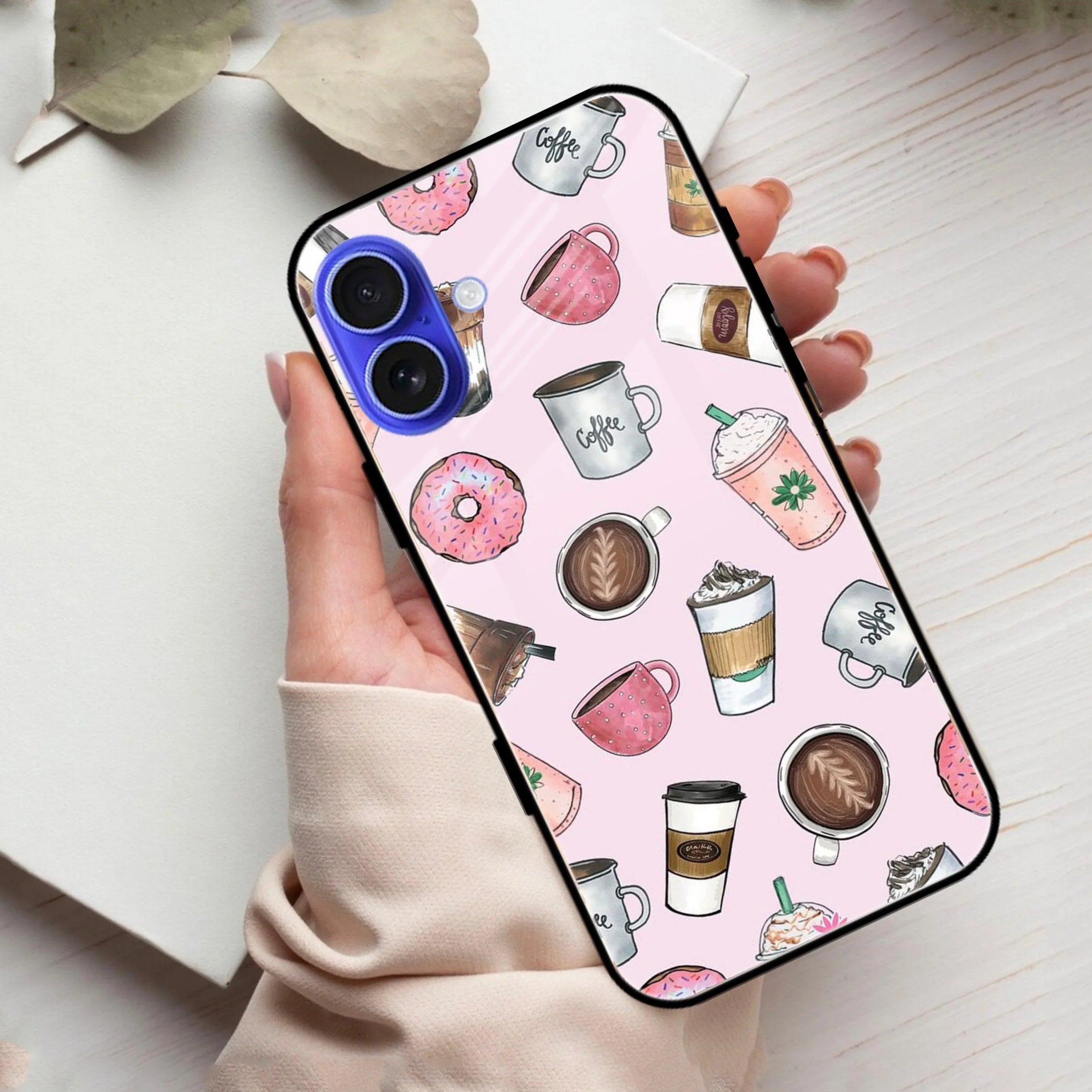 Cute Coffee Snacks Glass Case Cover For iPhone - ShopOnCliQ