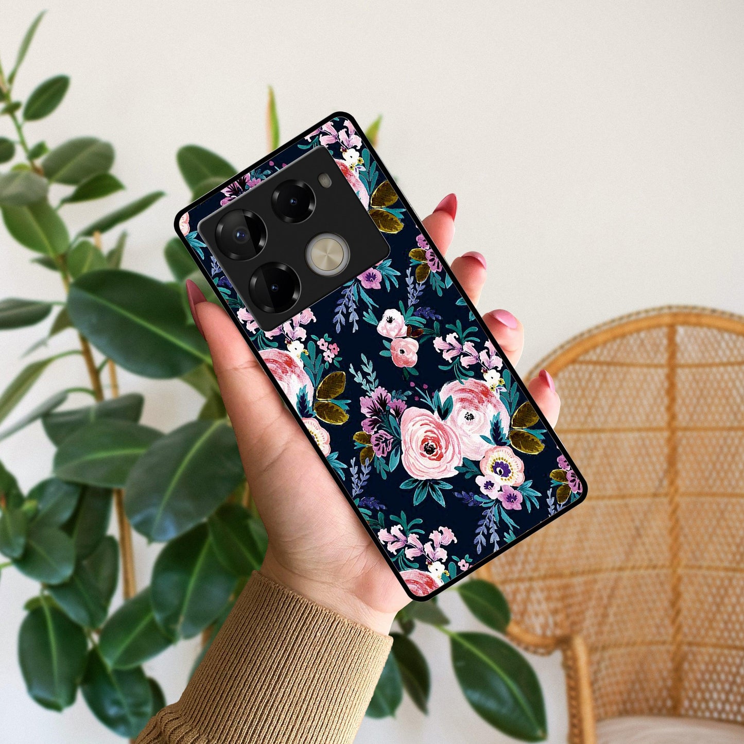 Cute Floral Glossy Metal Case Cover For Infinix - ShopOnCliQ