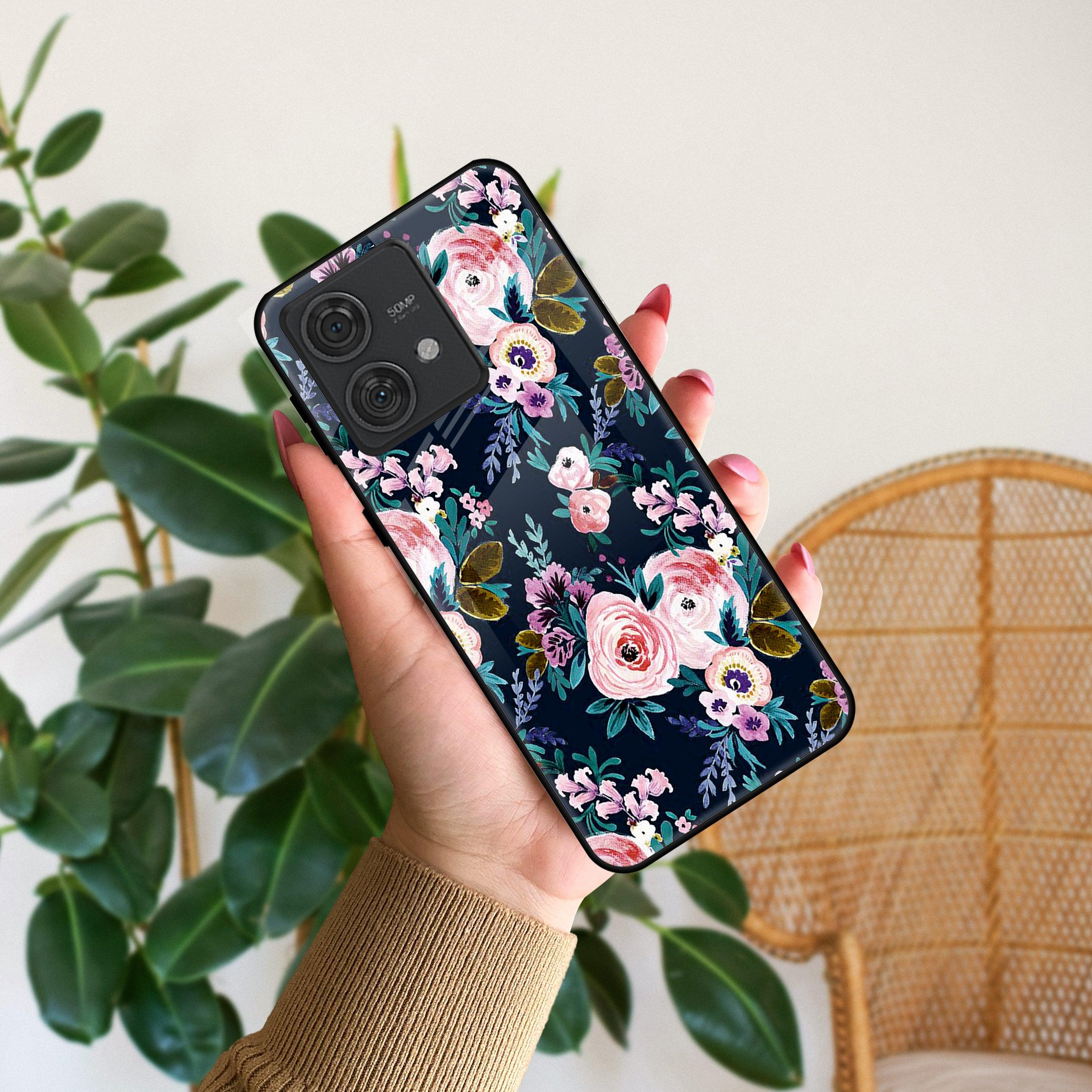 Cute Floral Glossy Metal Case Cover For Motorola - ShopOnCliQ