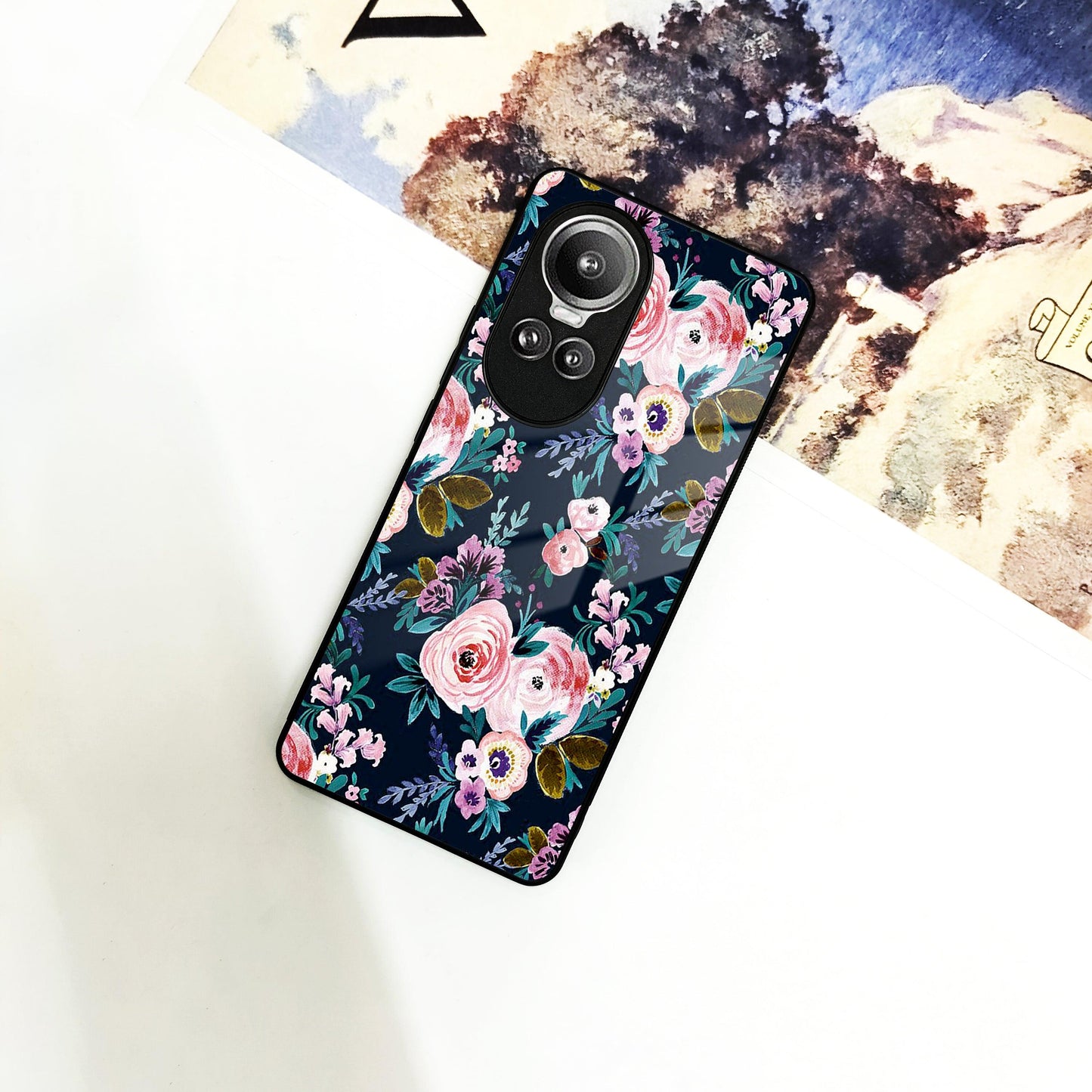 Cute Floral Glossy Metal Case Cover For Oppo - ShopOnCliQ