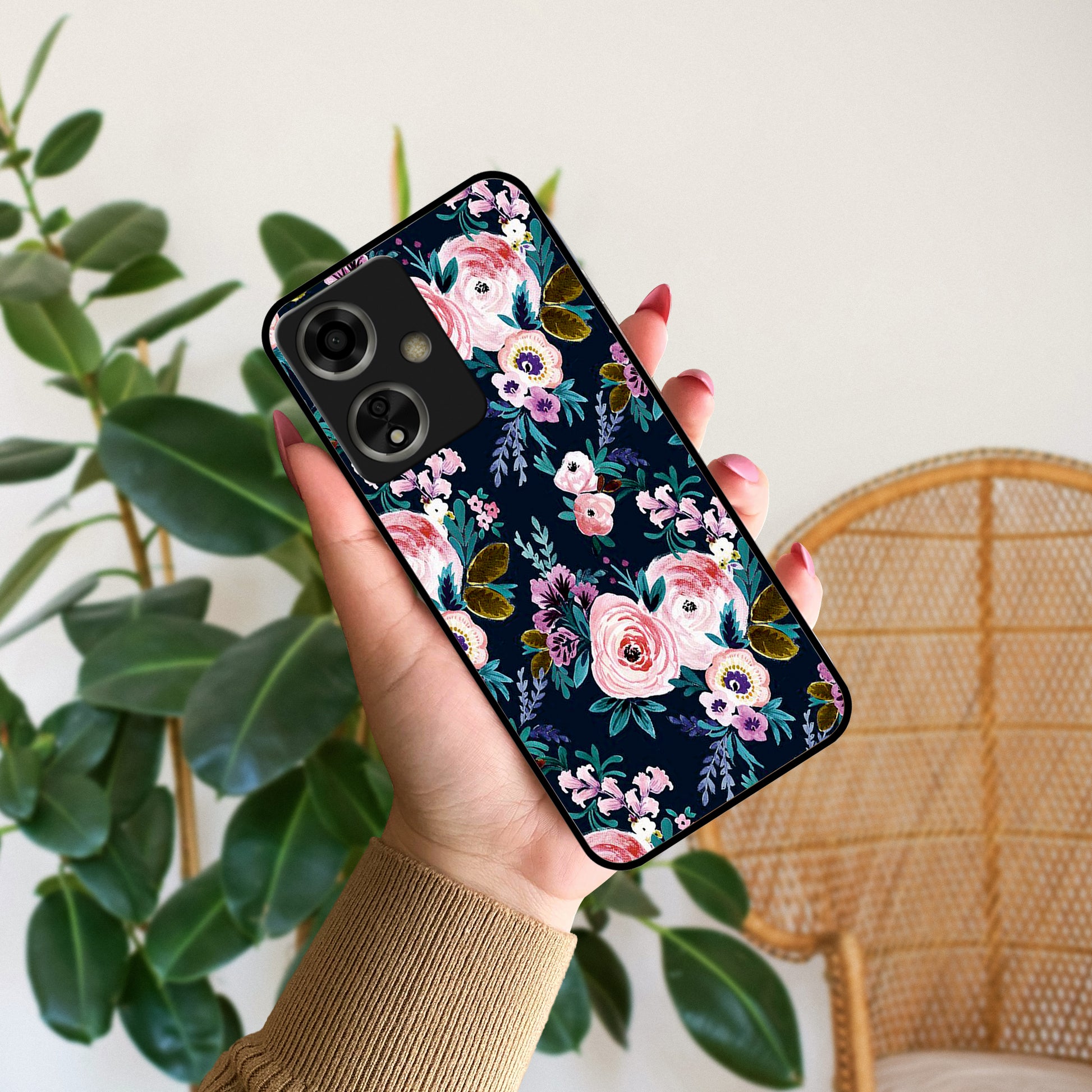 Cute Floral Glossy Metal Case Cover For Oppo ShopOnCliQ