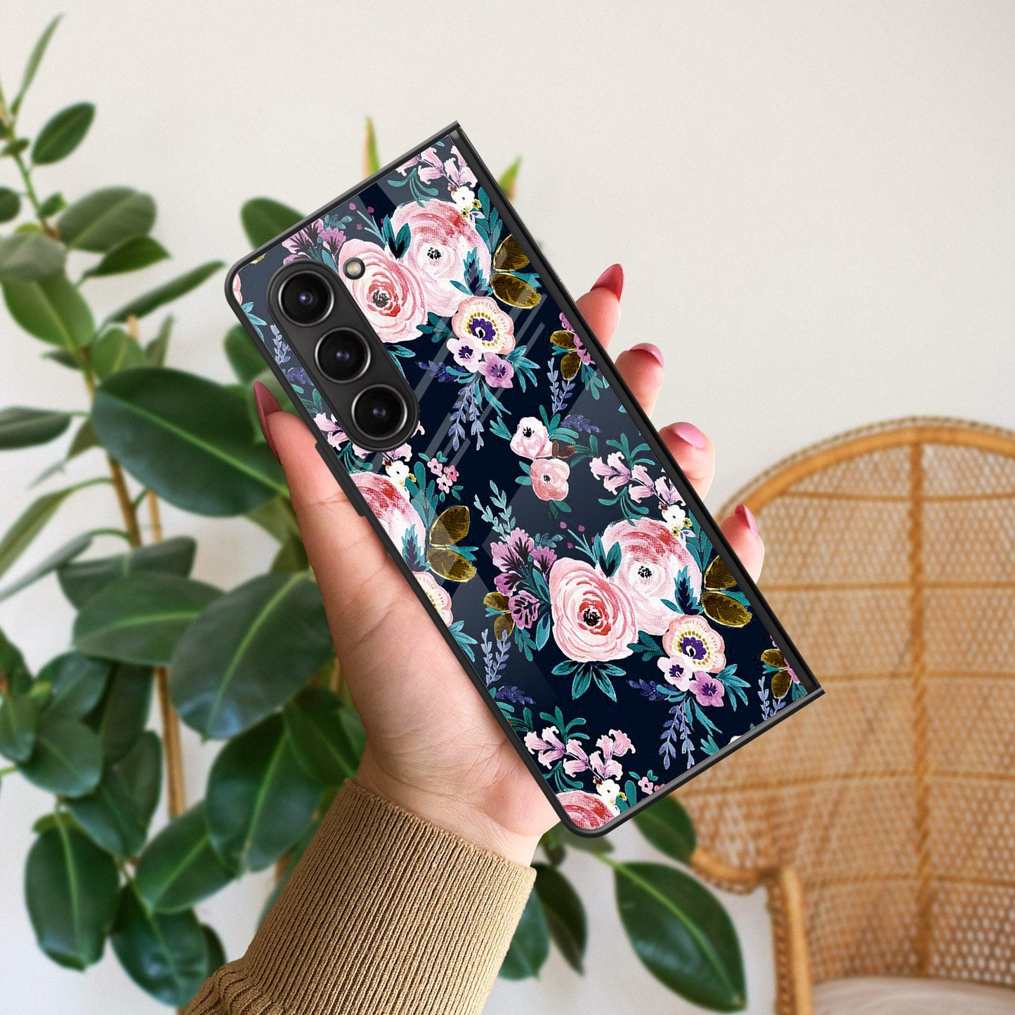 Cute Floral Glossy Metal Case Cover For Samsung