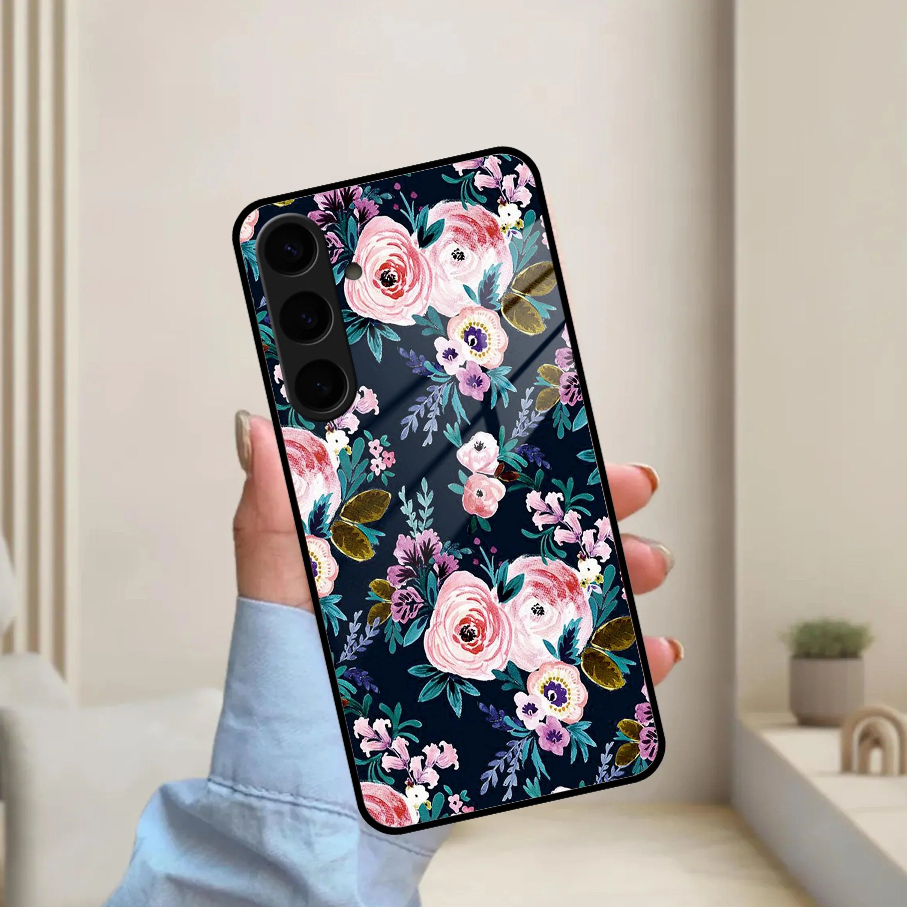 Cute Floral Glossy Metal Case Cover For Samsung - ShopOnCliQ
