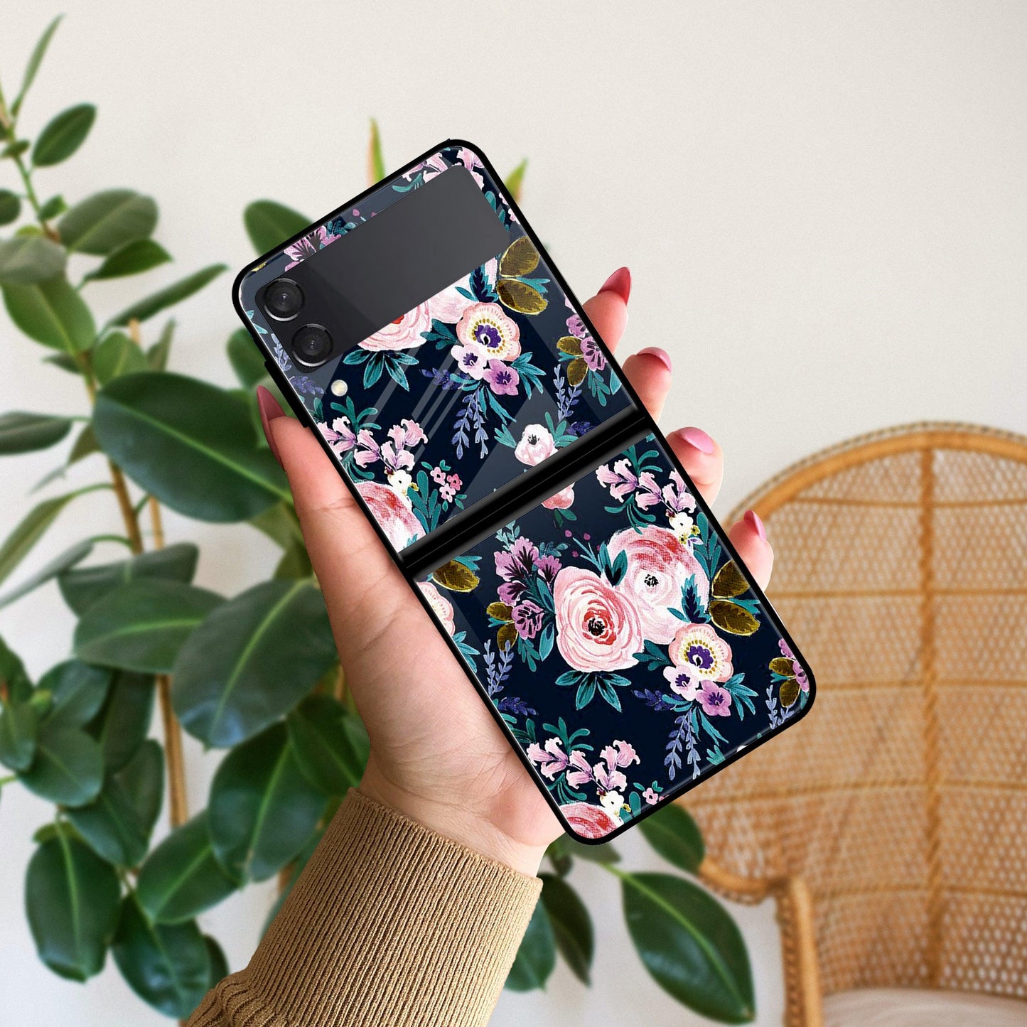 Cute Floral Glossy Metal Case Cover For Samsung