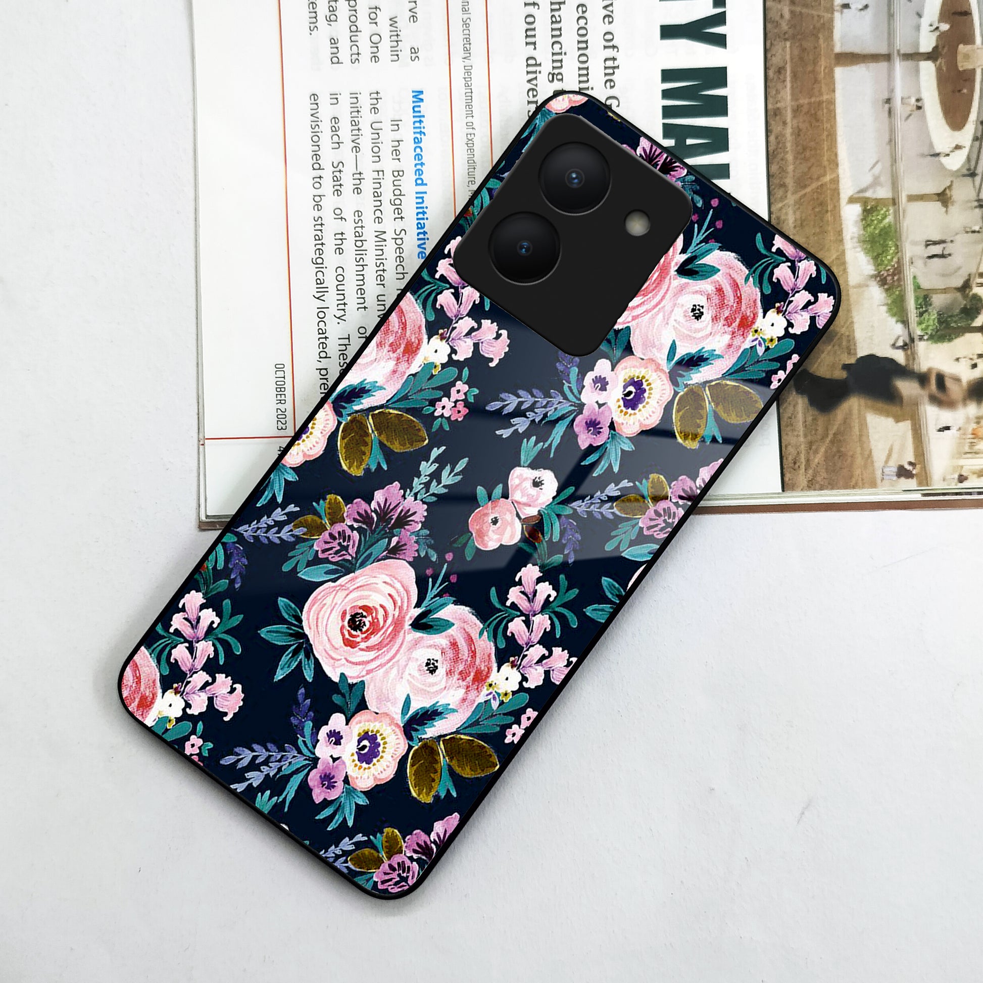 Cute Floral Glossy Metal Case Cover For Vivo ShopOnCliQ