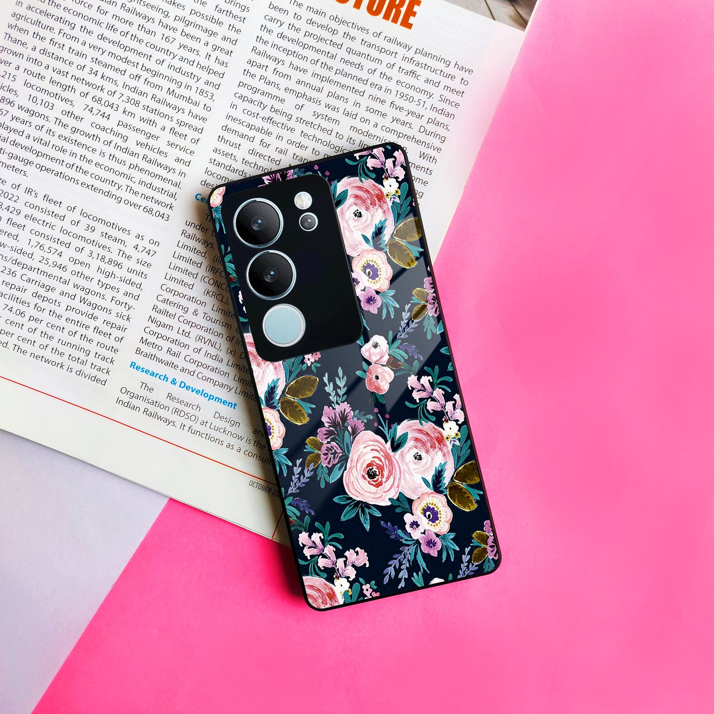 Cute Floral Glossy Metal Case Cover For Vivo ShopOnCliQ