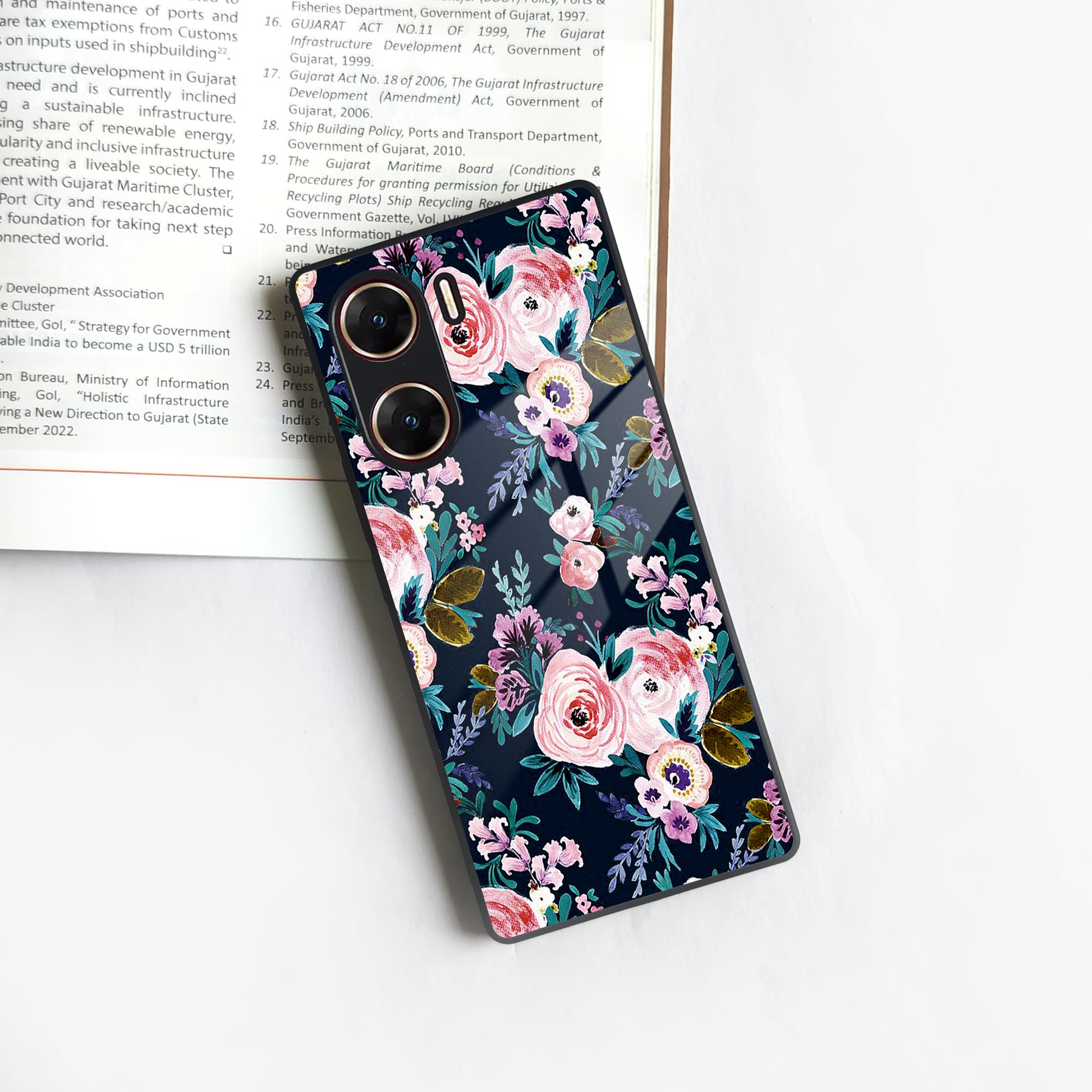 Cute Floral Glossy Metal Case Cover For Vivo ShopOnCliQ