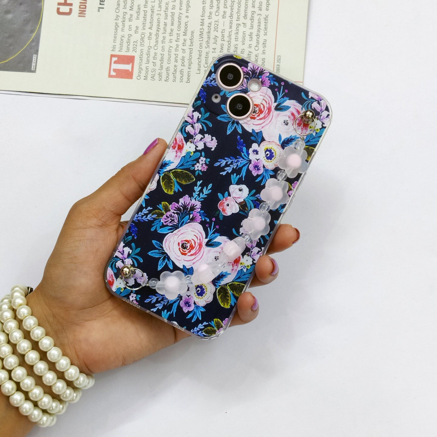 Cute Flowers Phone Case With Hand Chain iPhone ( Elegant Blush Pink ) ShopOnCliQ