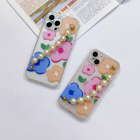 Cute Flowers Phone Case With Hand Chain iPhone ( Multicolor Flower ) - ShopOnCliQ