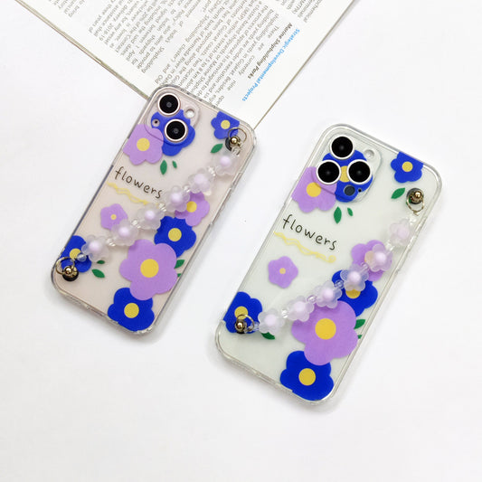 Cute Flowers Phone Case With Hand Chain iPhone ( Purple Flower ) ShopOnCliQ