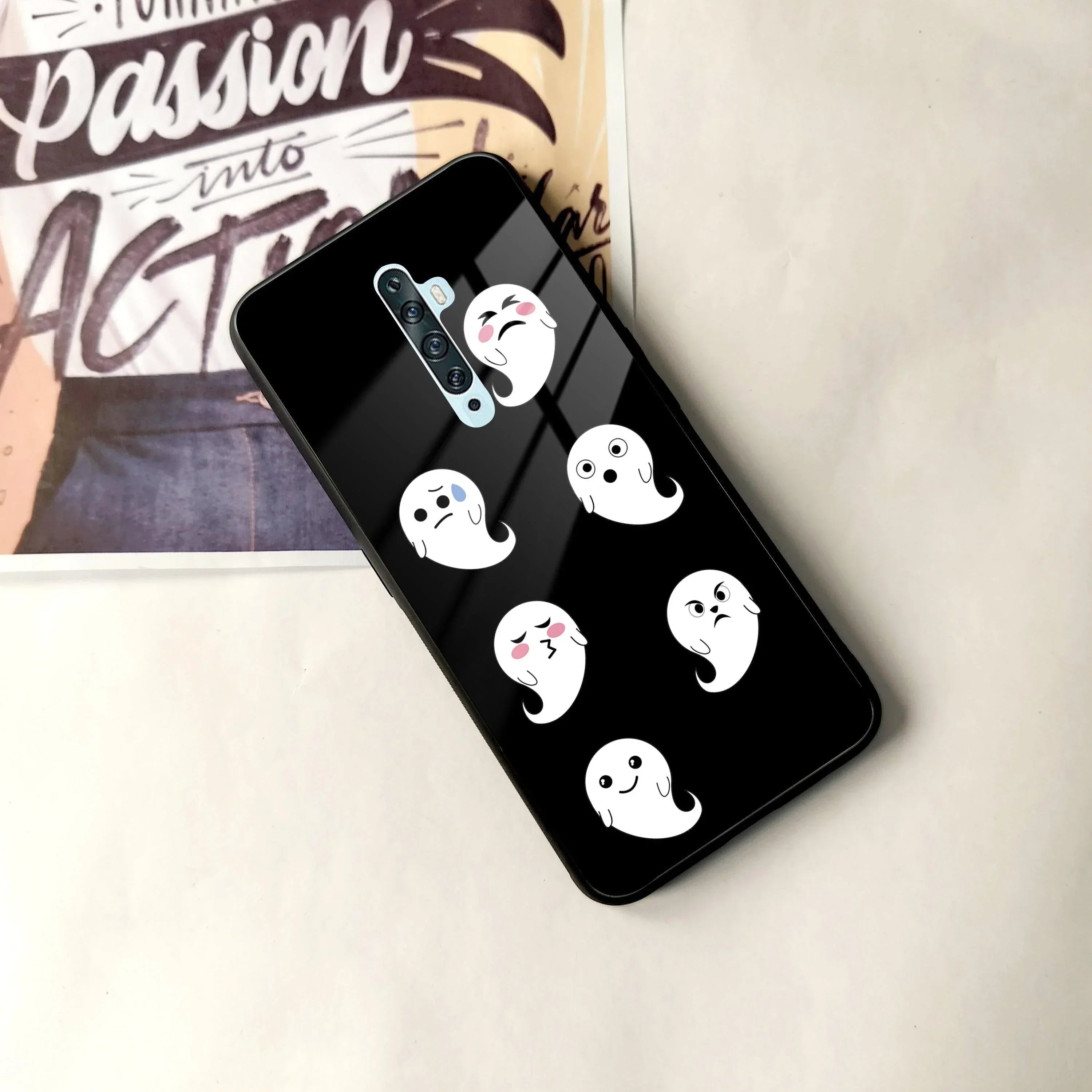 Cute Ghost Glass Case Cover For Oppo - ShopOnCliQ