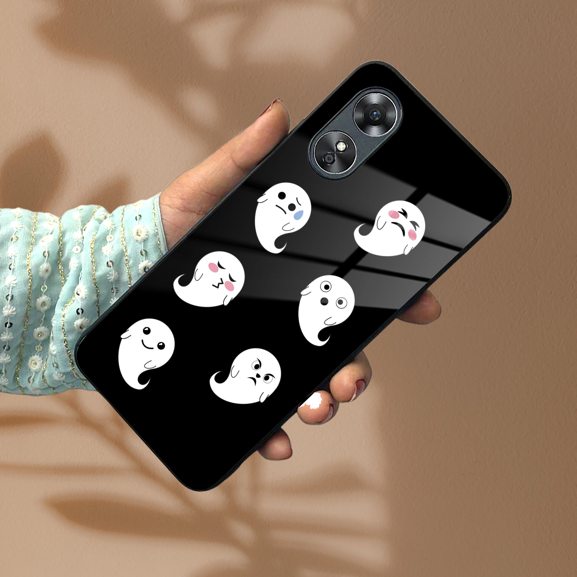 Cute Ghost Glass Case Cover For Oppo ShopOnCliQ