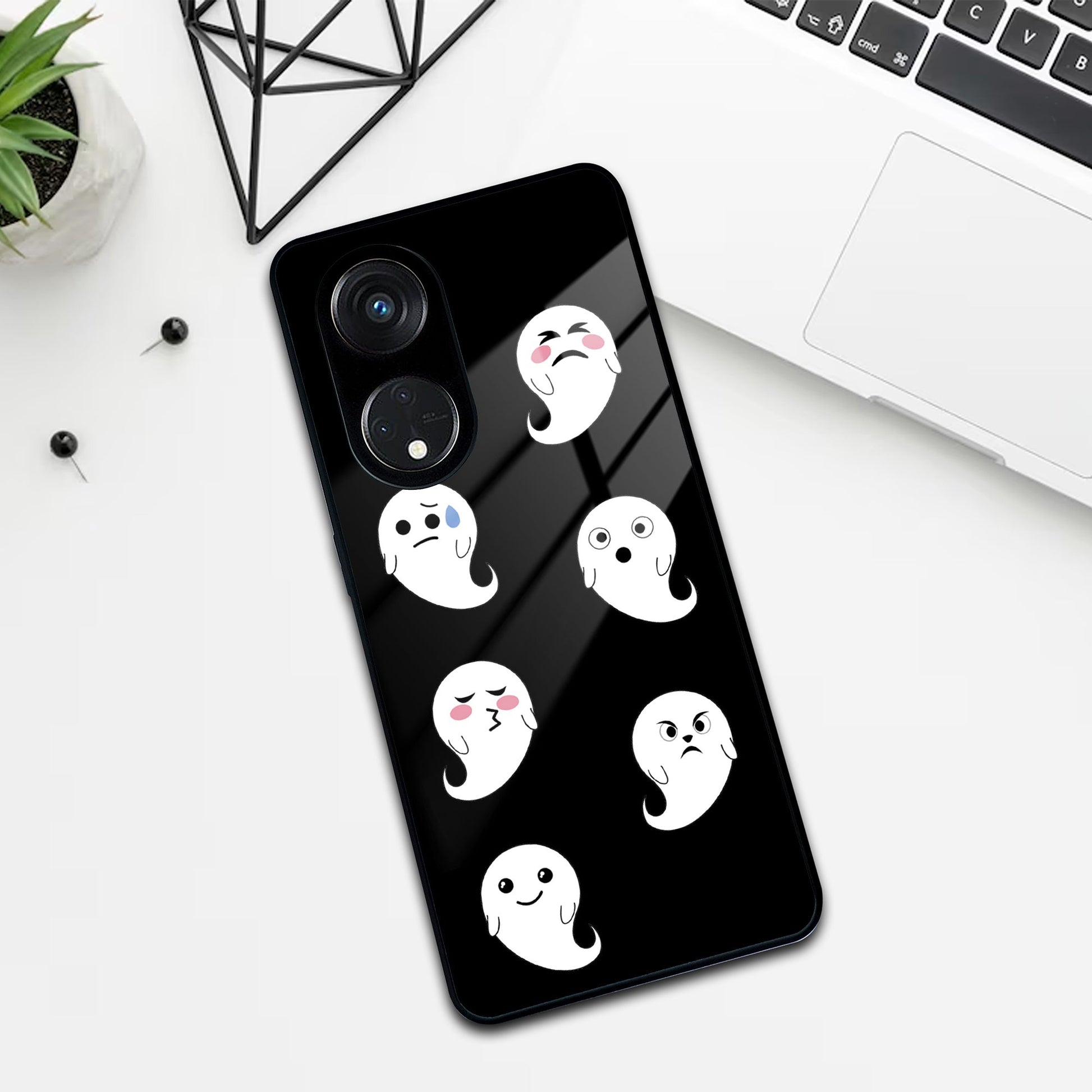 Cute Ghost Glass Case Cover For Oppo ShopOnCliQ