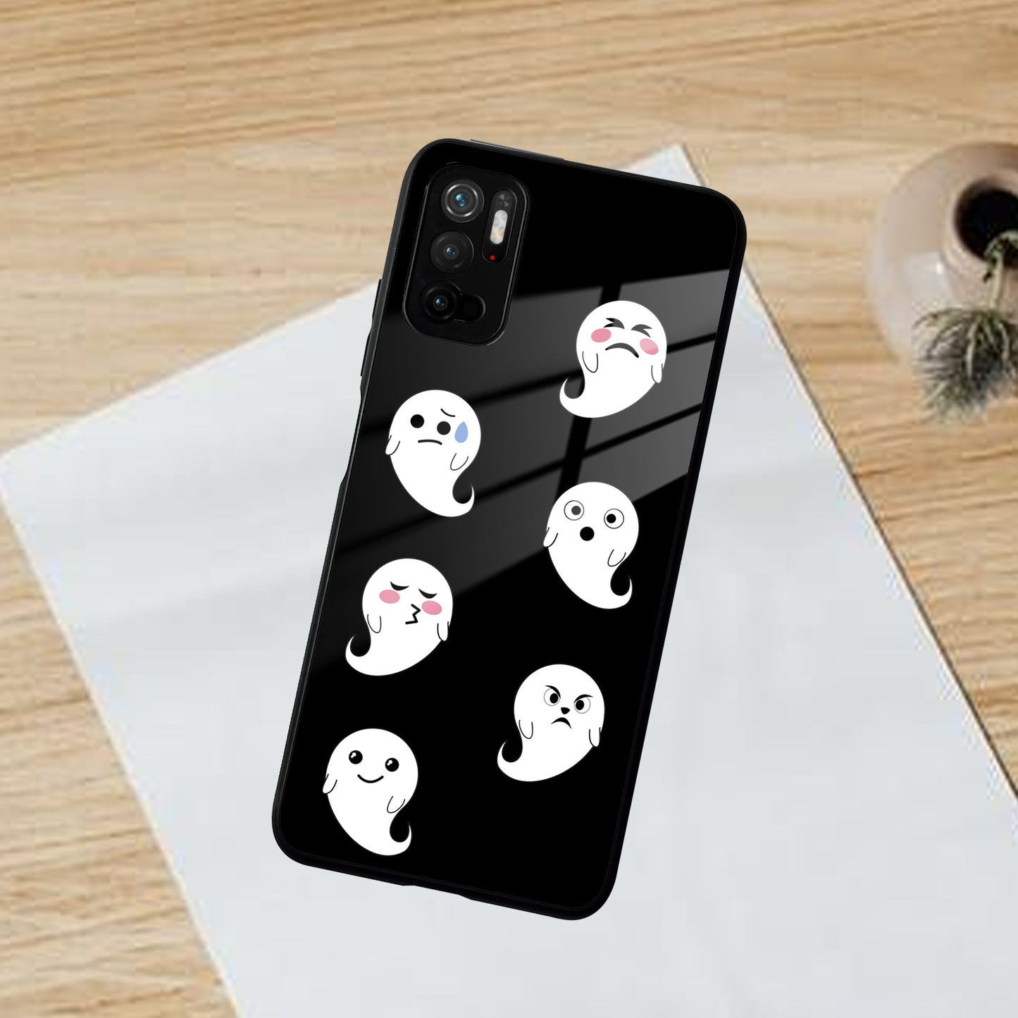 Cute Ghost Glass Case Cover For Poco - ShopOnCliQ