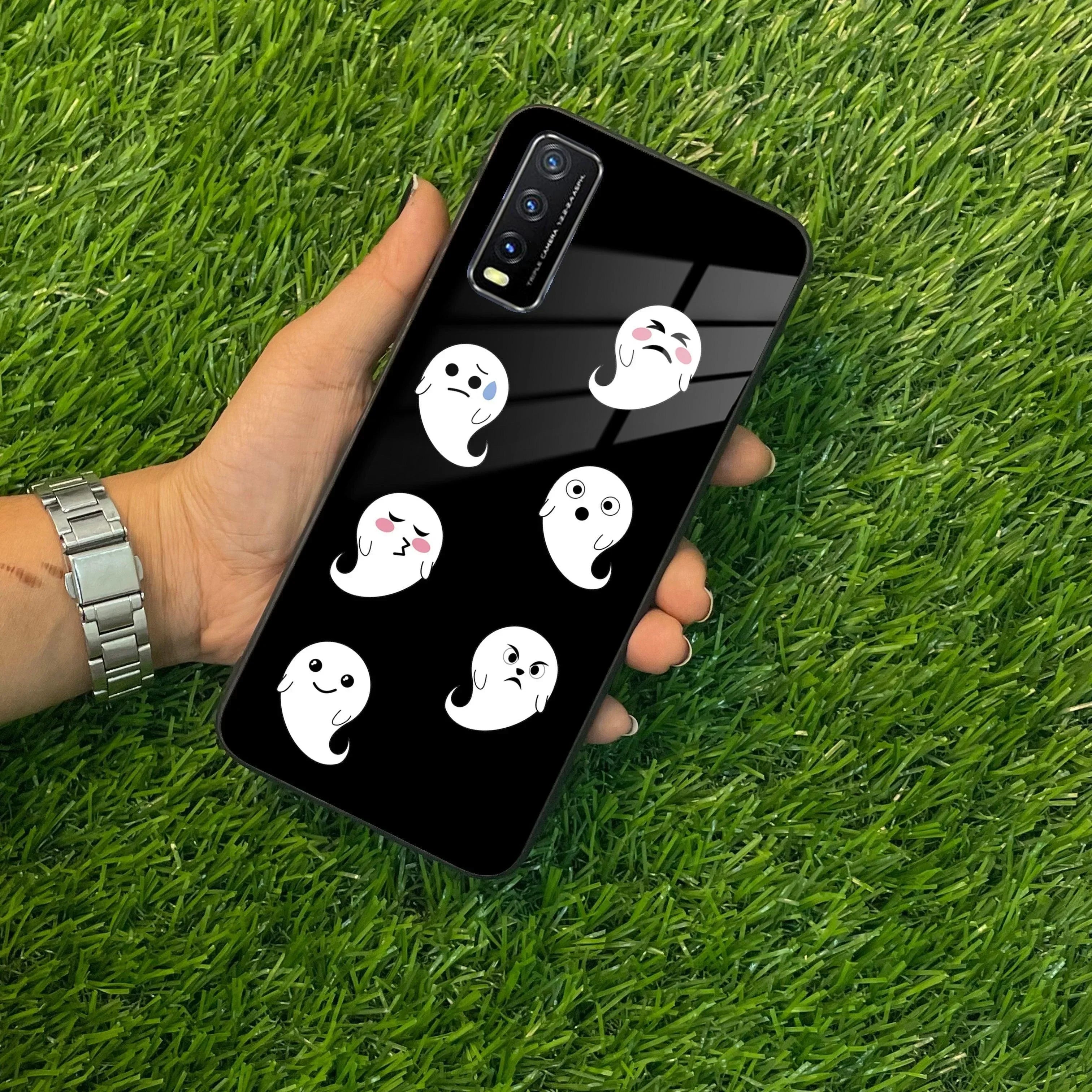 Cute Ghost Glass Case Cover For Vivo - ShopOnCliQ