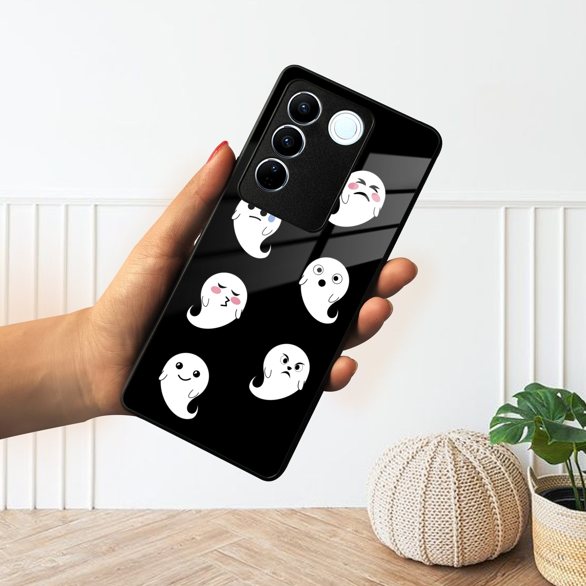 Cute Ghost Glass Case Cover For Vivo ShopOnCliQ