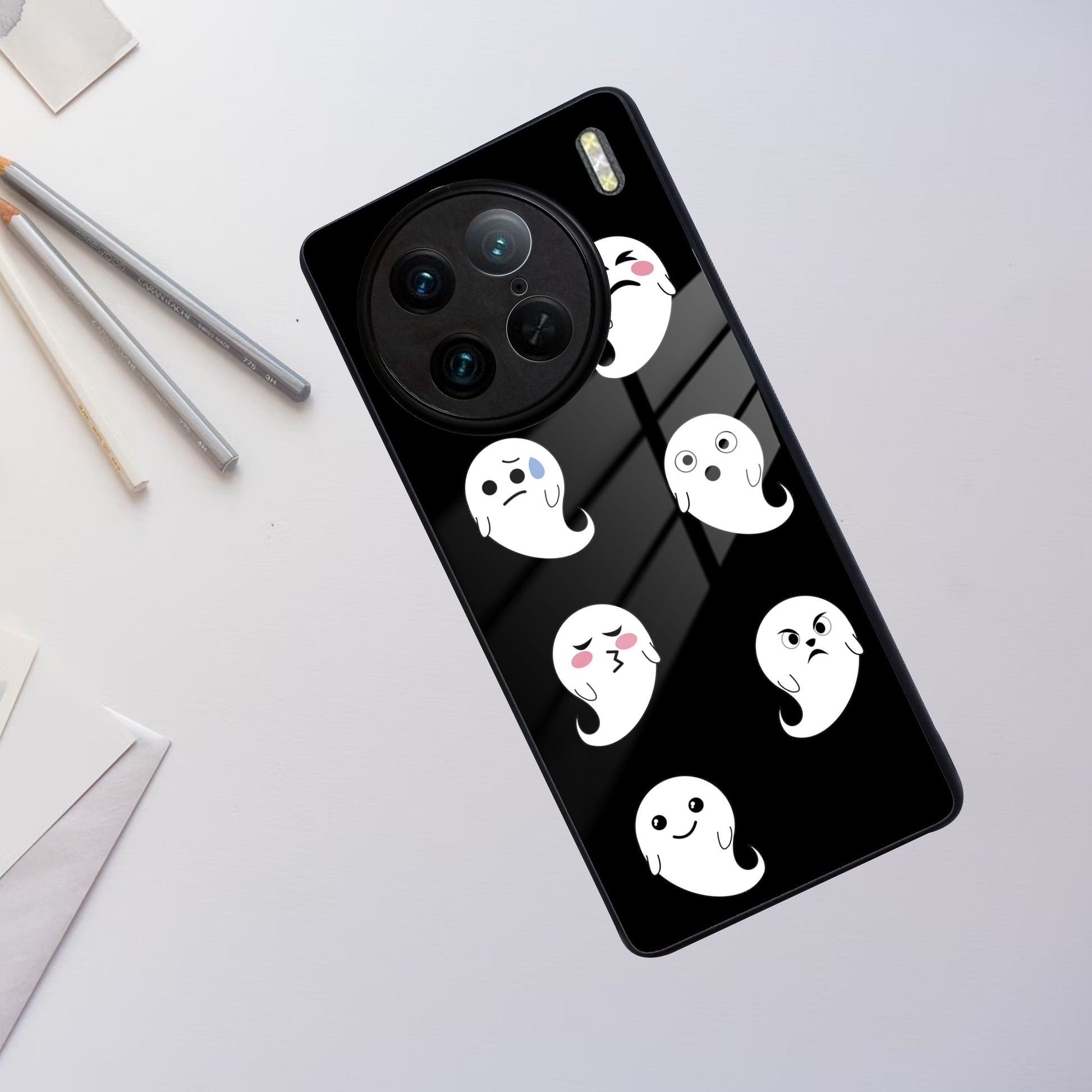 Cute Ghost Glass Case Cover For Vivo ShopOnCliQ