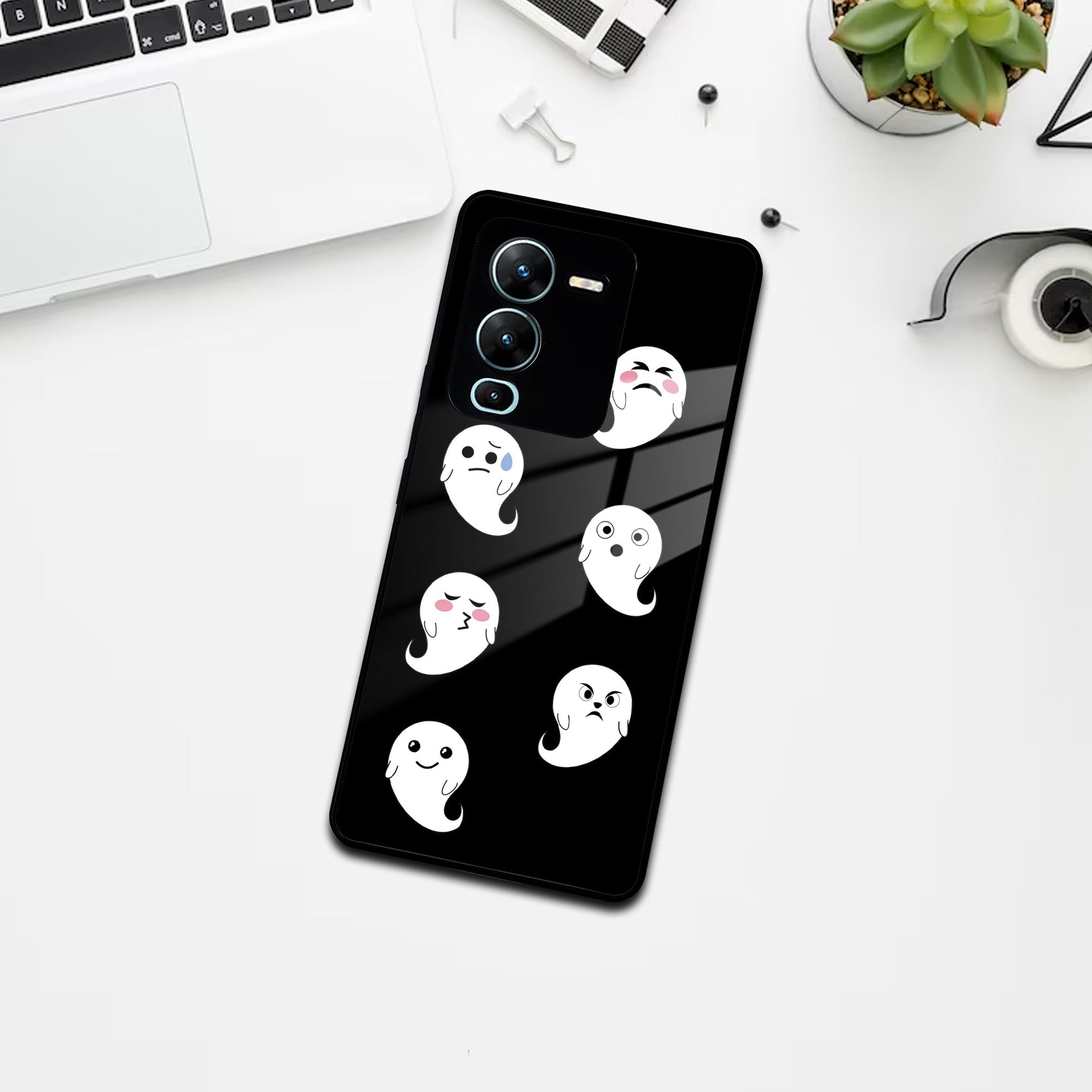 Cute Ghost Glass Case Cover For Vivo ShopOnCliQ