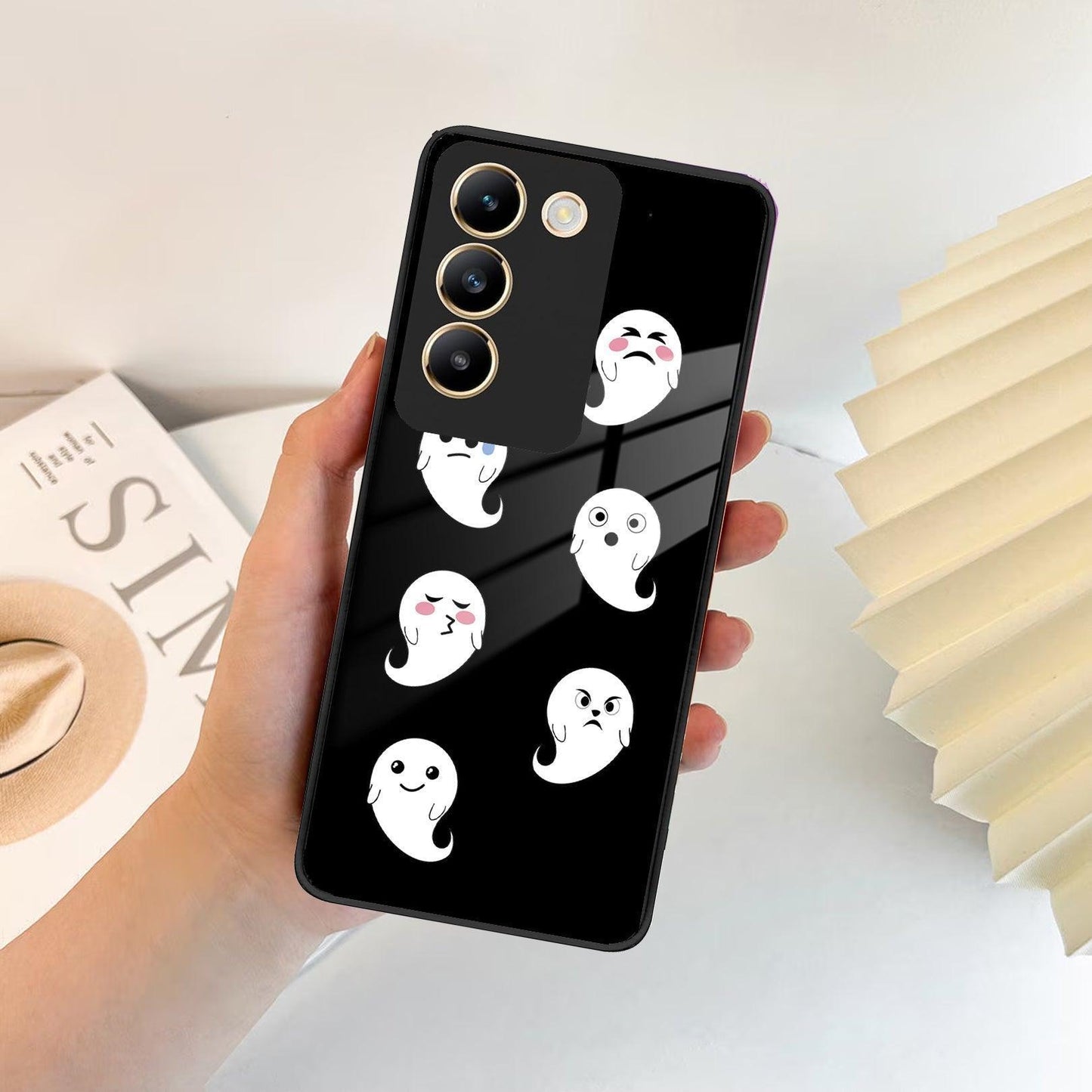 Cute Ghost Glass Case Cover For Vivo