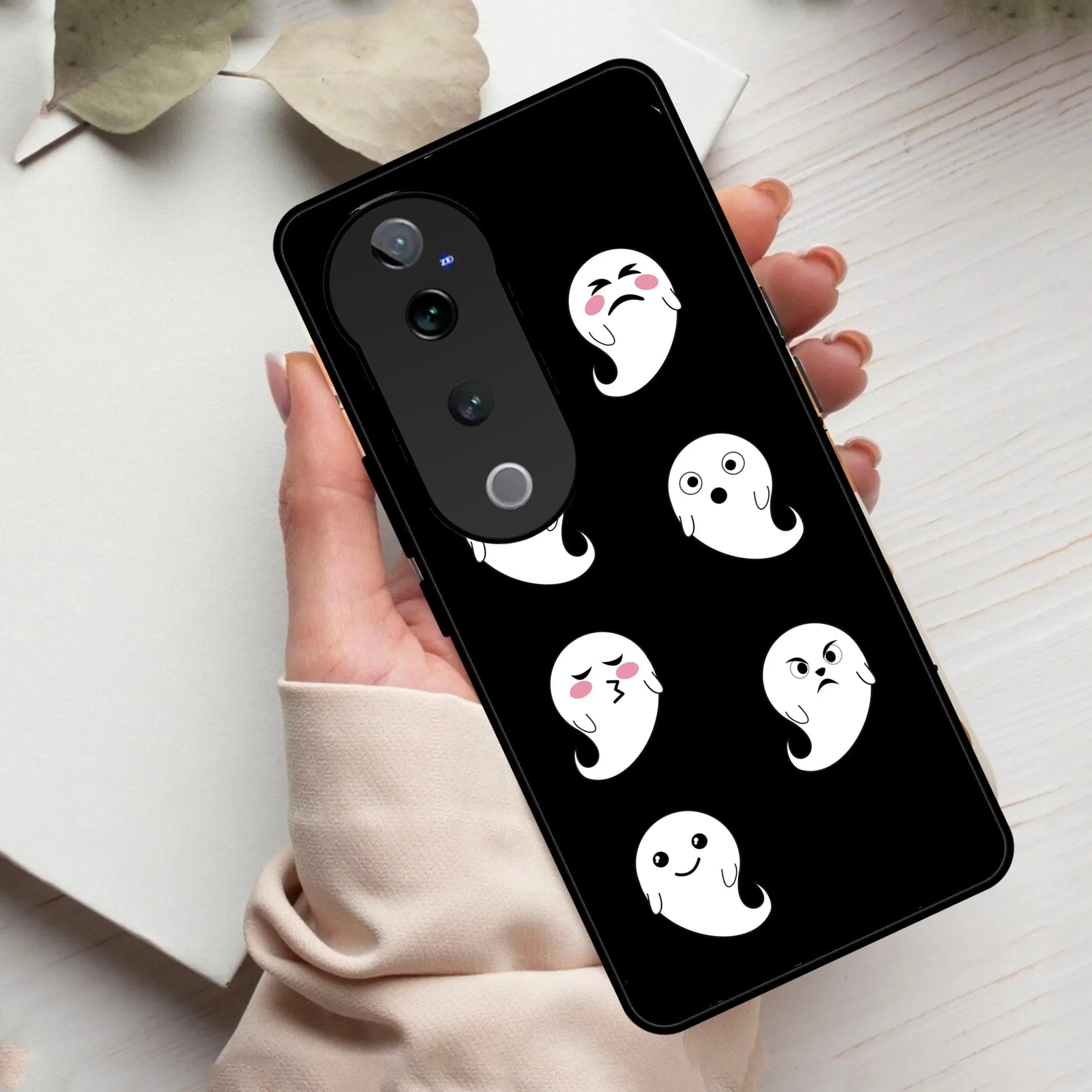 Cute Ghost Glass Case Cover For Vivo - ShopOnCliQ