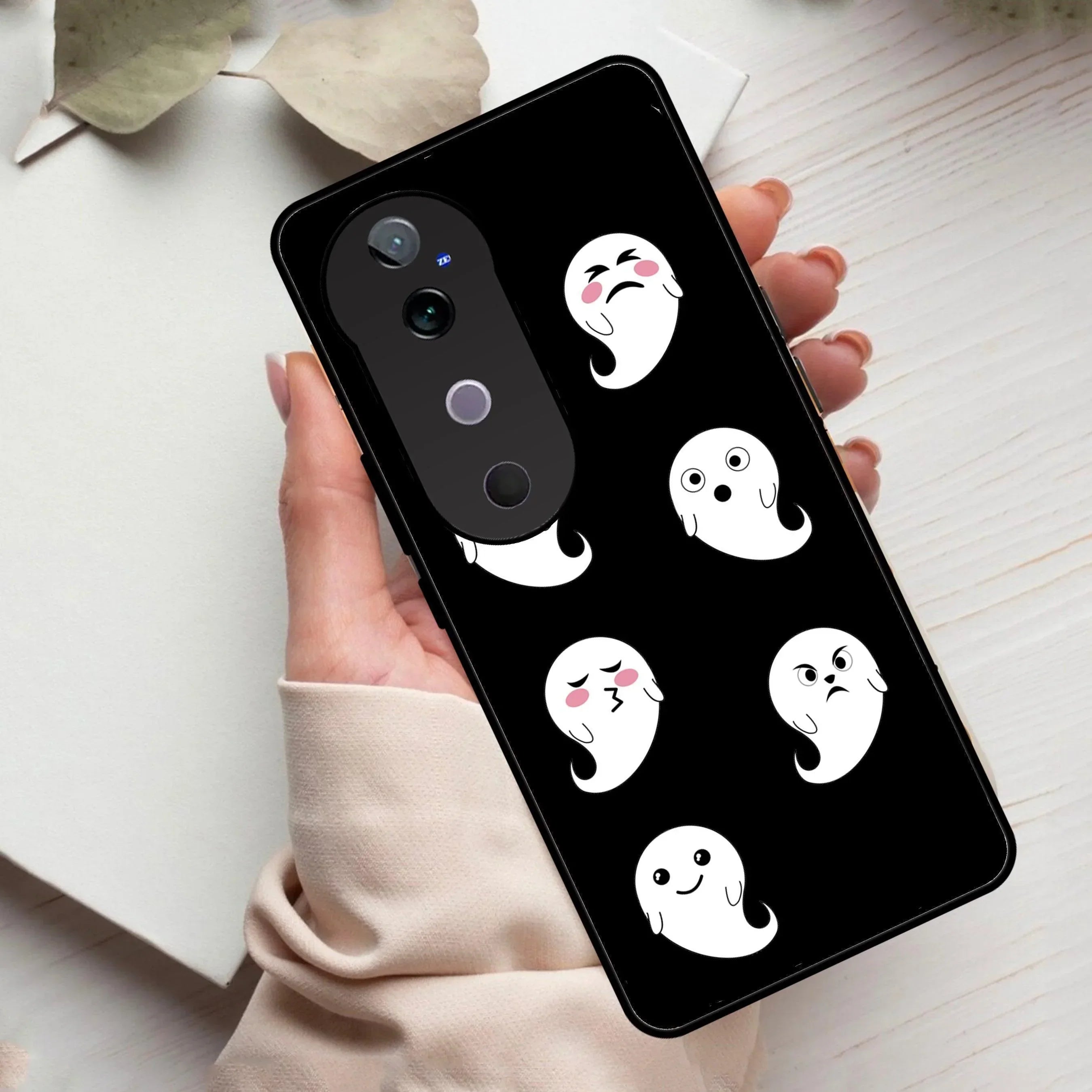 Cute Ghost Glass Case Cover For Vivo - ShopOnCliQ