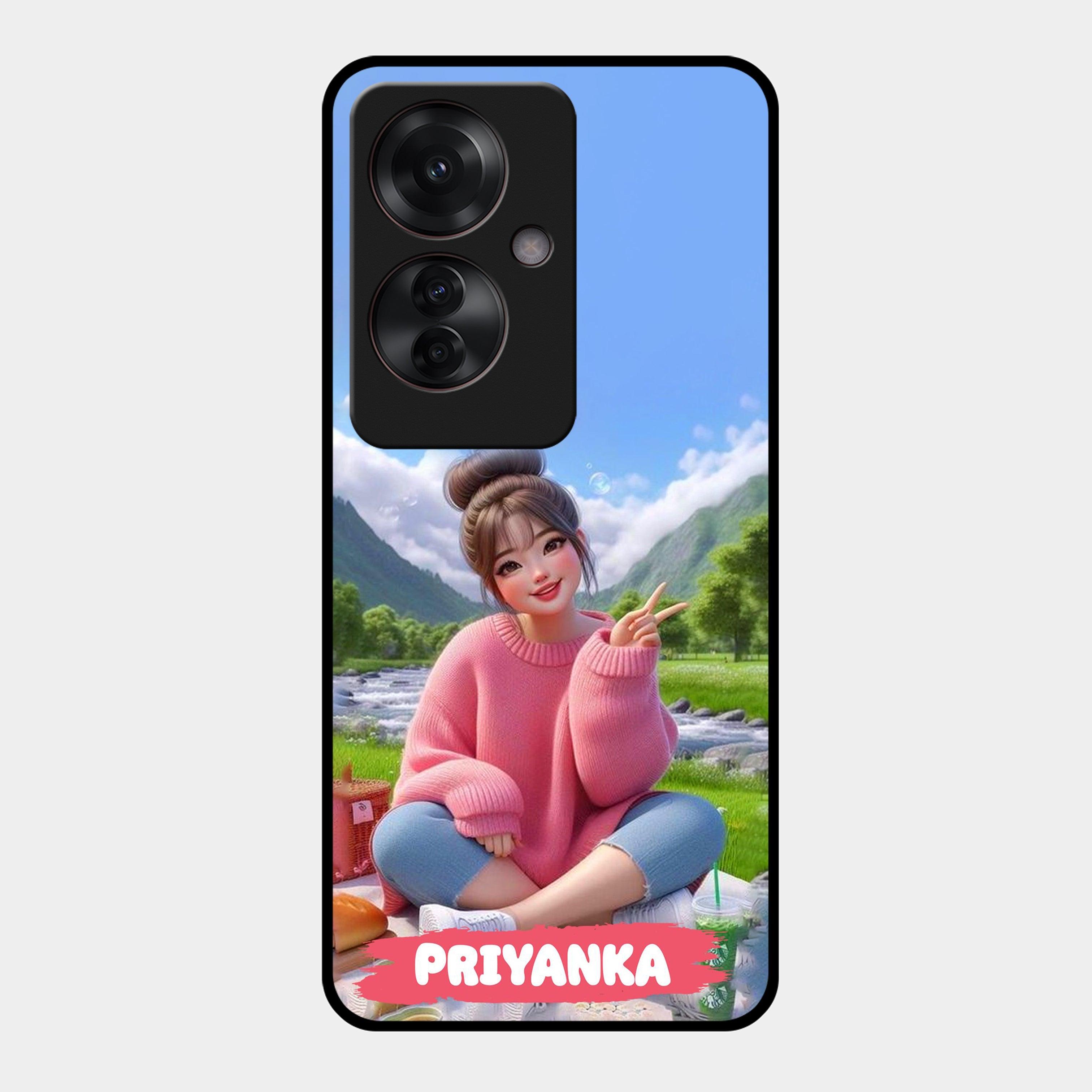 Cute Girl Glossy Metal Case Cover For Oppo - ShopOnCliQ