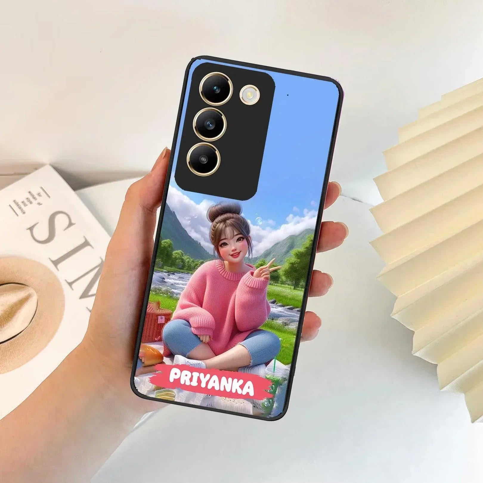 Cute Girl Glossy Metal Case Cover For Vivo - ShopOnCliQ