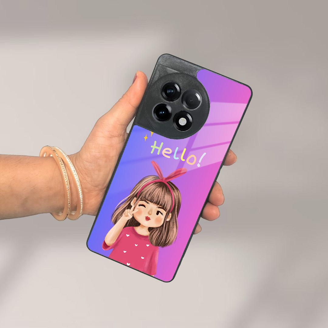 Cute Girl Hello Glass Case For OnePlus ShopOnCliQ